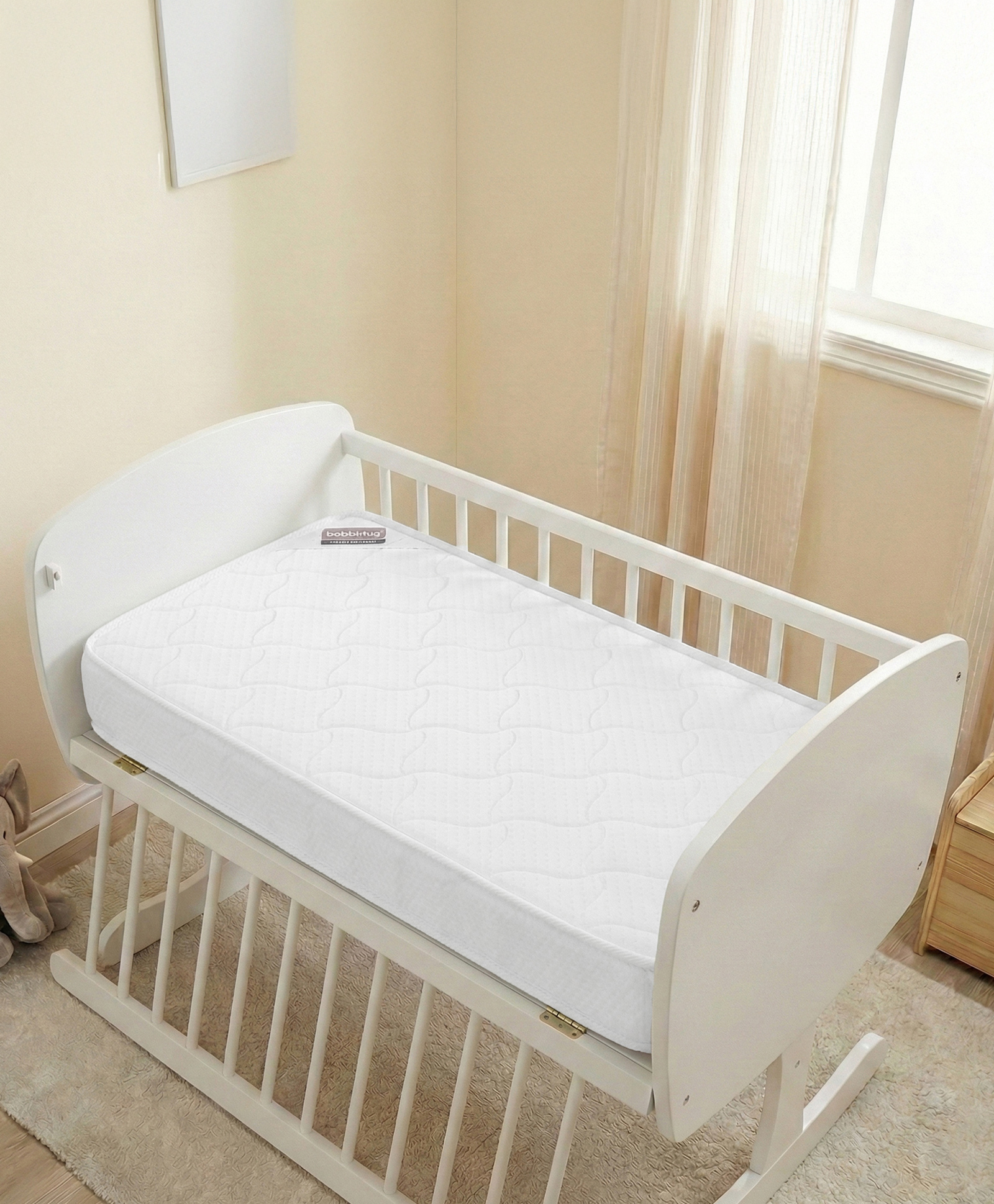 Babyhug High Density Soft Foam Quilted Baby Mattress - White| PU Foam Support| Supports Spinal Alignment| Lightweight| Fits Standard Cribs| 0-24 Months