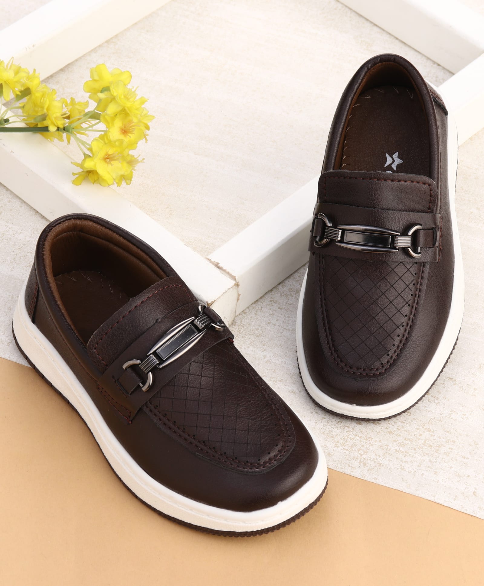 Cute Walk by Babyhug Slip On Solid Colour Loafers - Dark Brown