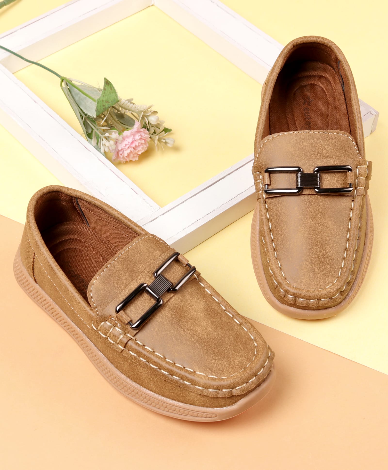 Cute Walk by Babyhug Slip On Solid Color Loafers - Brown-image-6