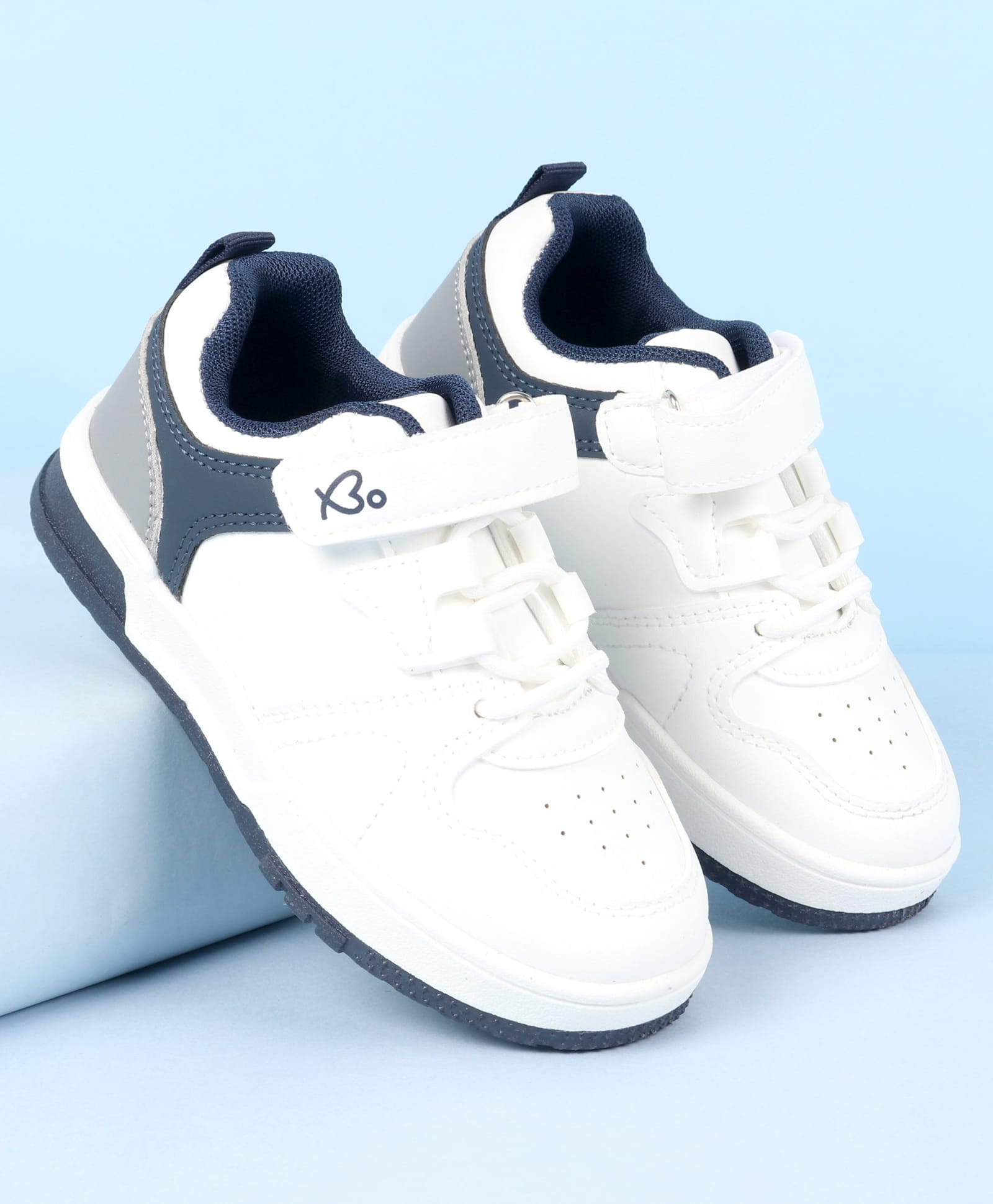 Babyoye Sneaker Shoes with Velcro Closure - Navy Blue & White