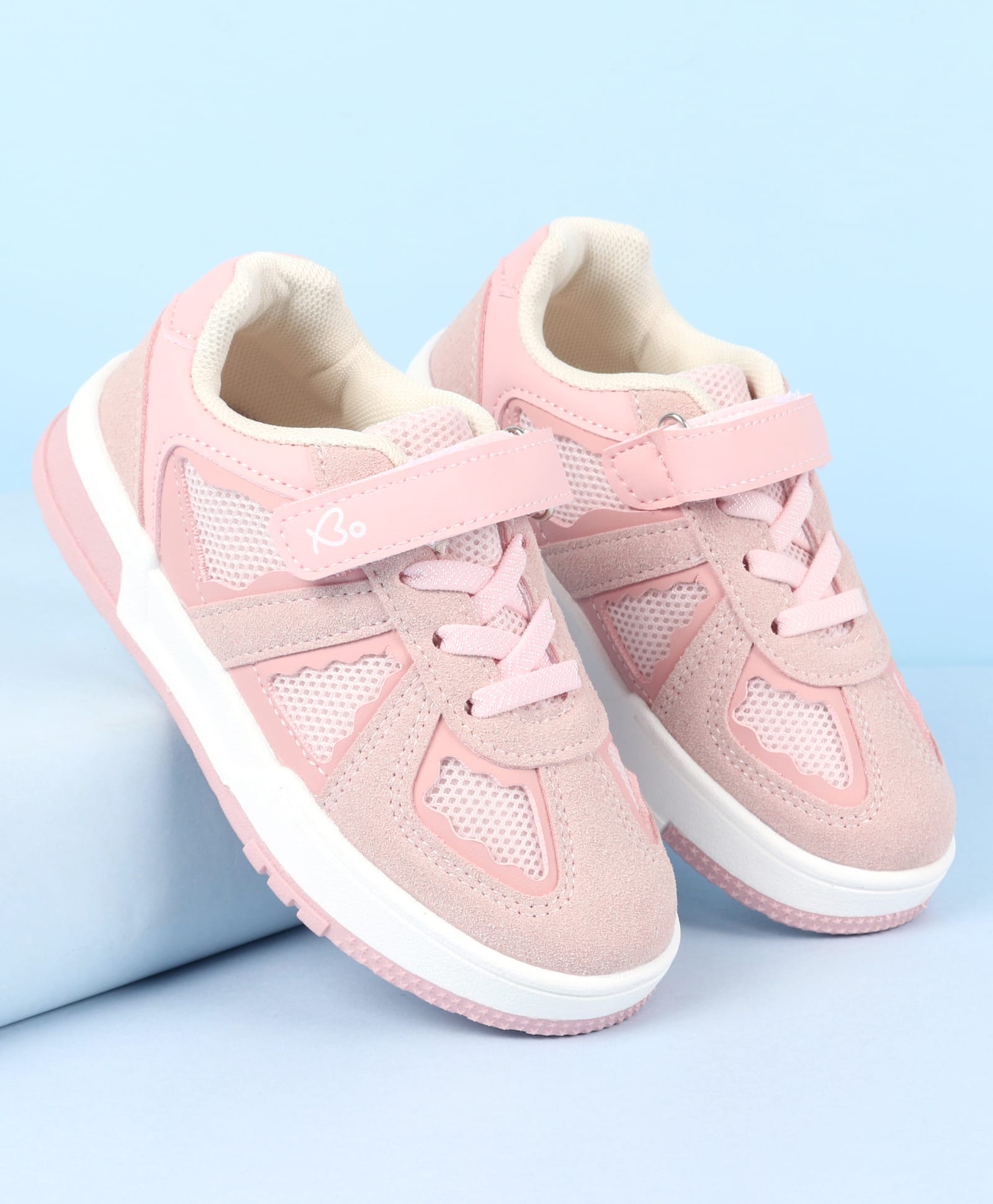 Babyoye Solid Colour Sneaker Shoes with Velcro Closure - Pink-image-44