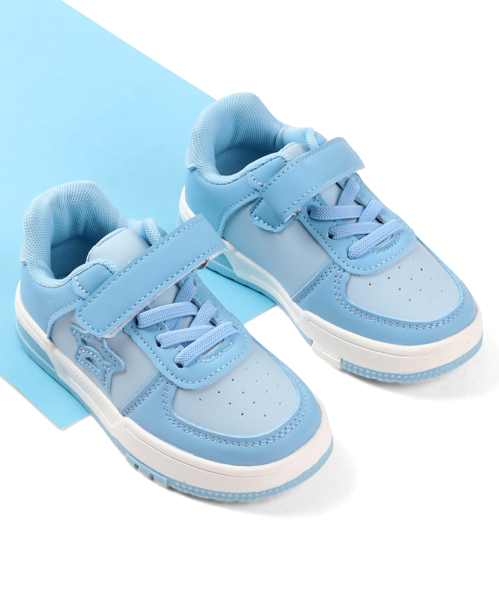 Cute Walk by Babyhug Solid Colour Sneaker Shoes with Velcro Closure - Light Blue