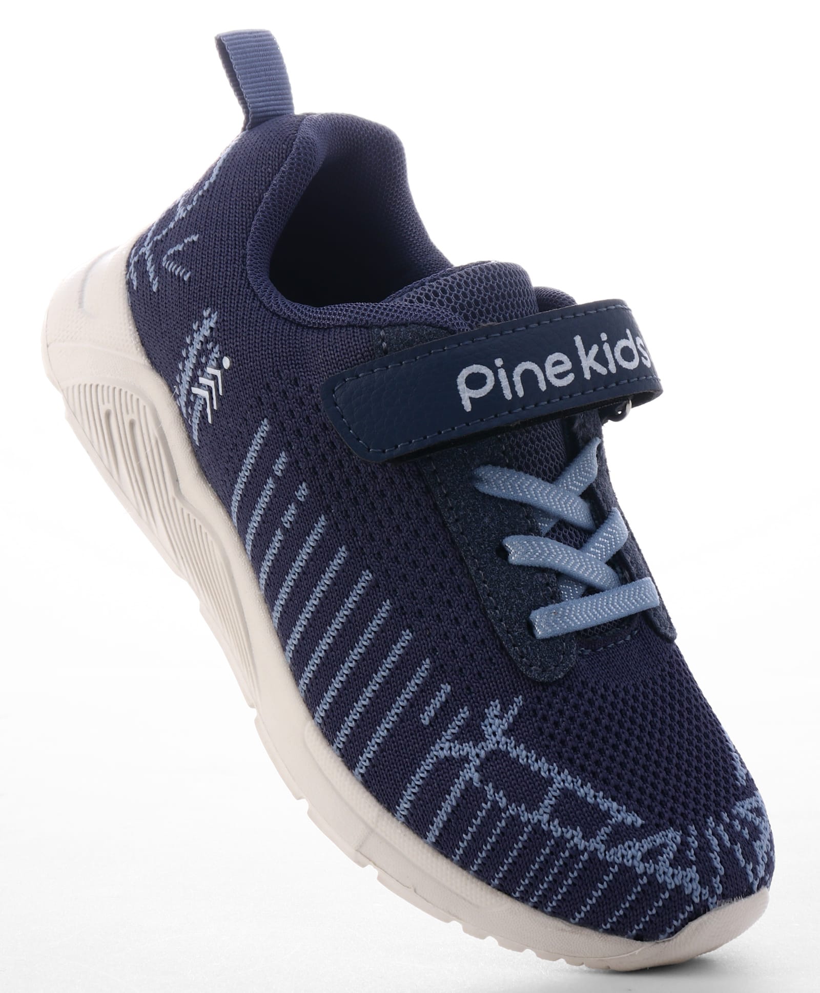 Pine Kids Velcro Closure Text & Striped Design Sneaker Shoes - Navy Blue-image-41