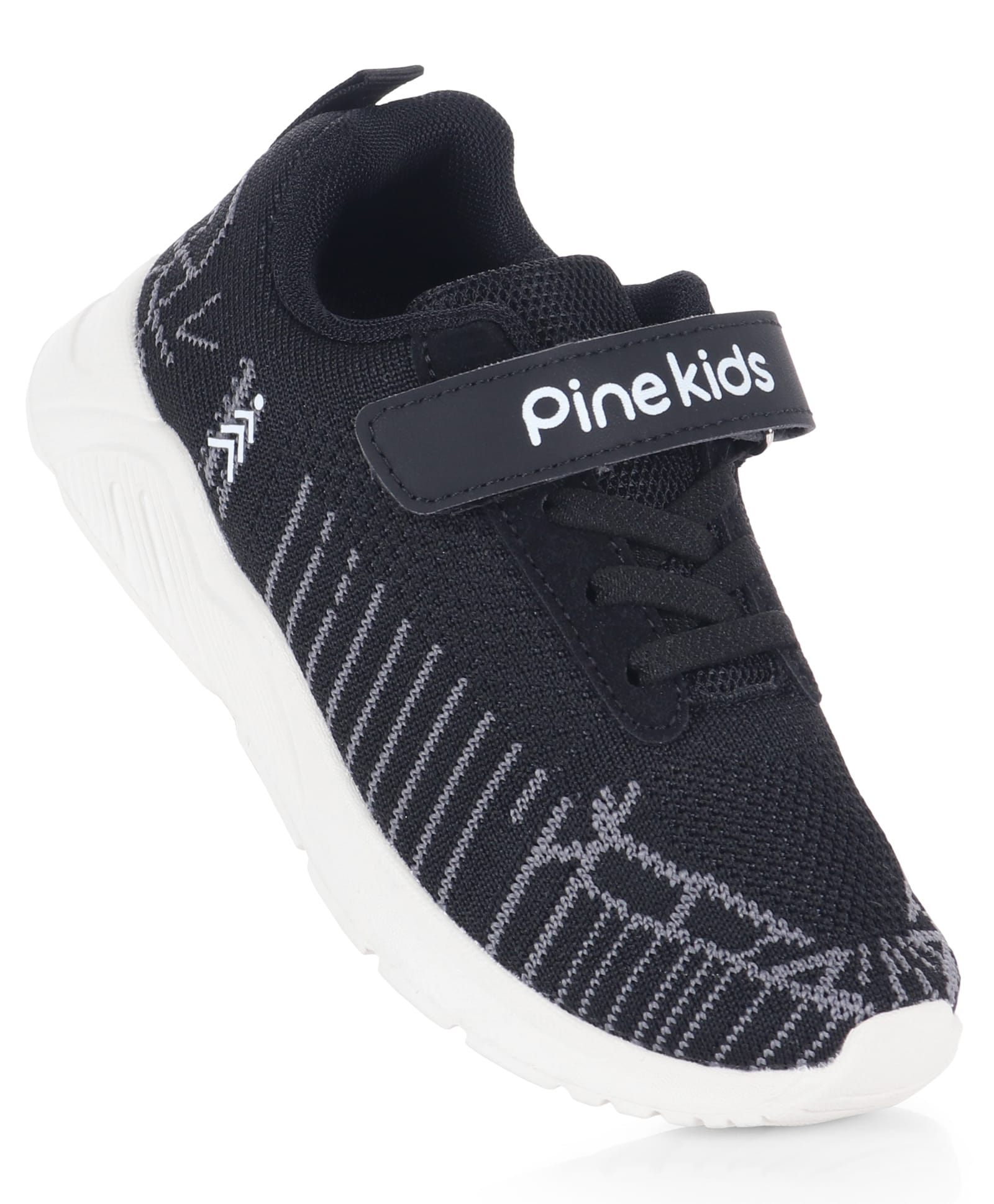 Pine Kids Velcro Closure Sneaker Shoes with Striped Design - Black-image-47