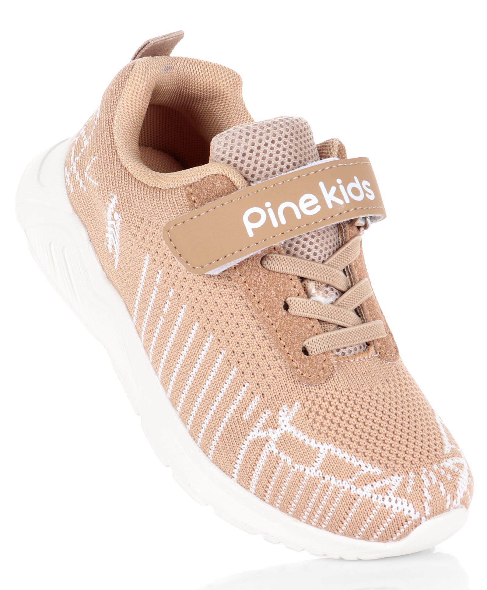 Pine Kids Velcro Closure Sneaker Shoes with Striped Design - Light Brown-image-19