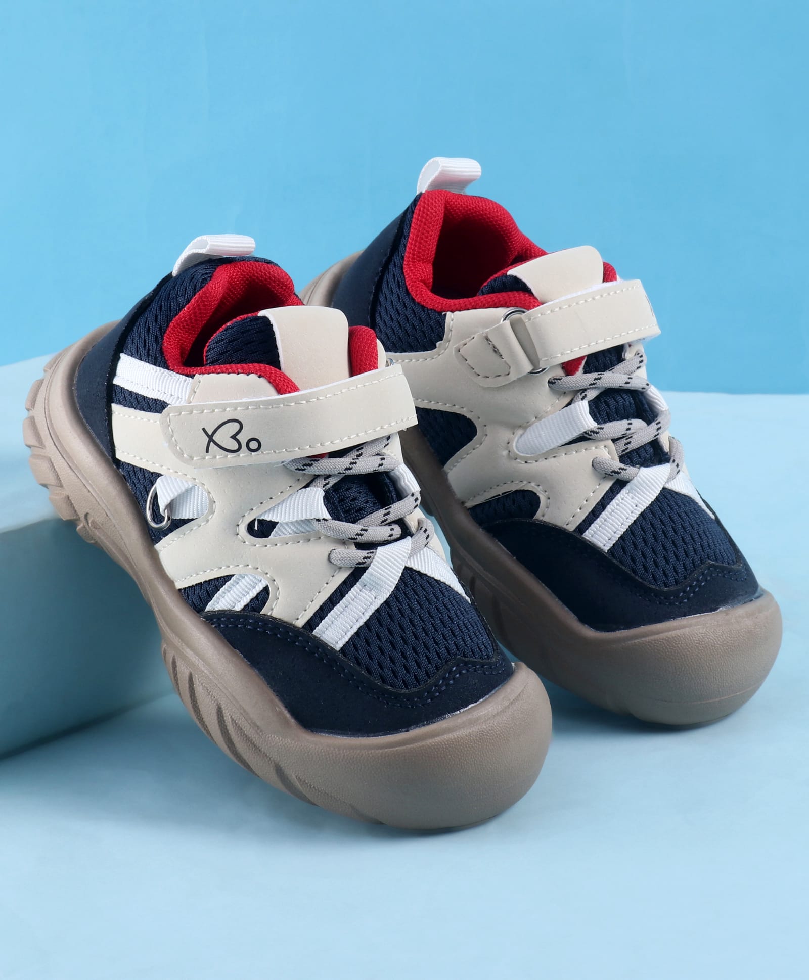 Babyoye Velcro Closure Solid Colour Casual Shoes - Red & Blue-image-26