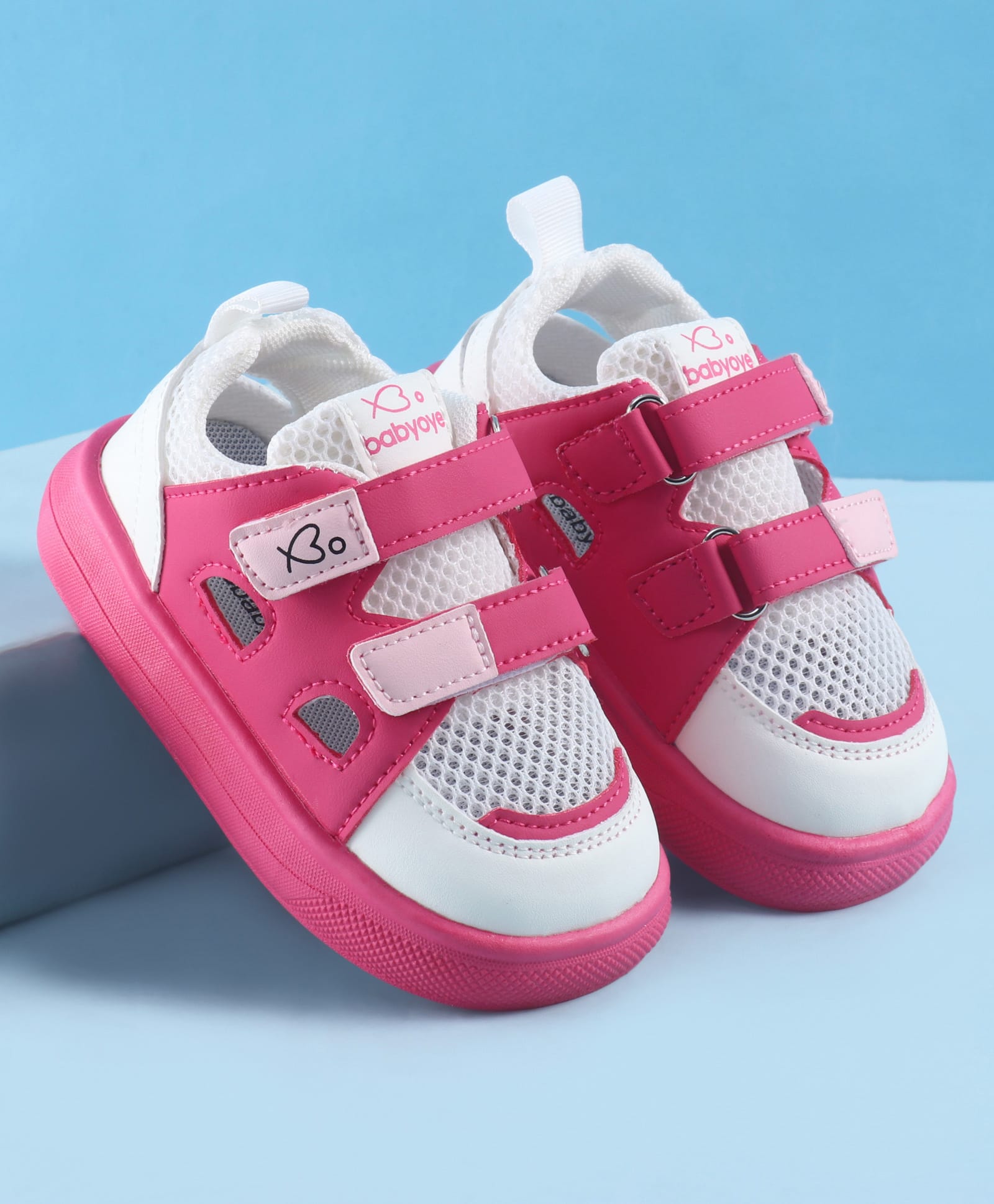 Babyoye Velcro Closure Solid Colour Casual Shoes - Fuchsia-picture-12