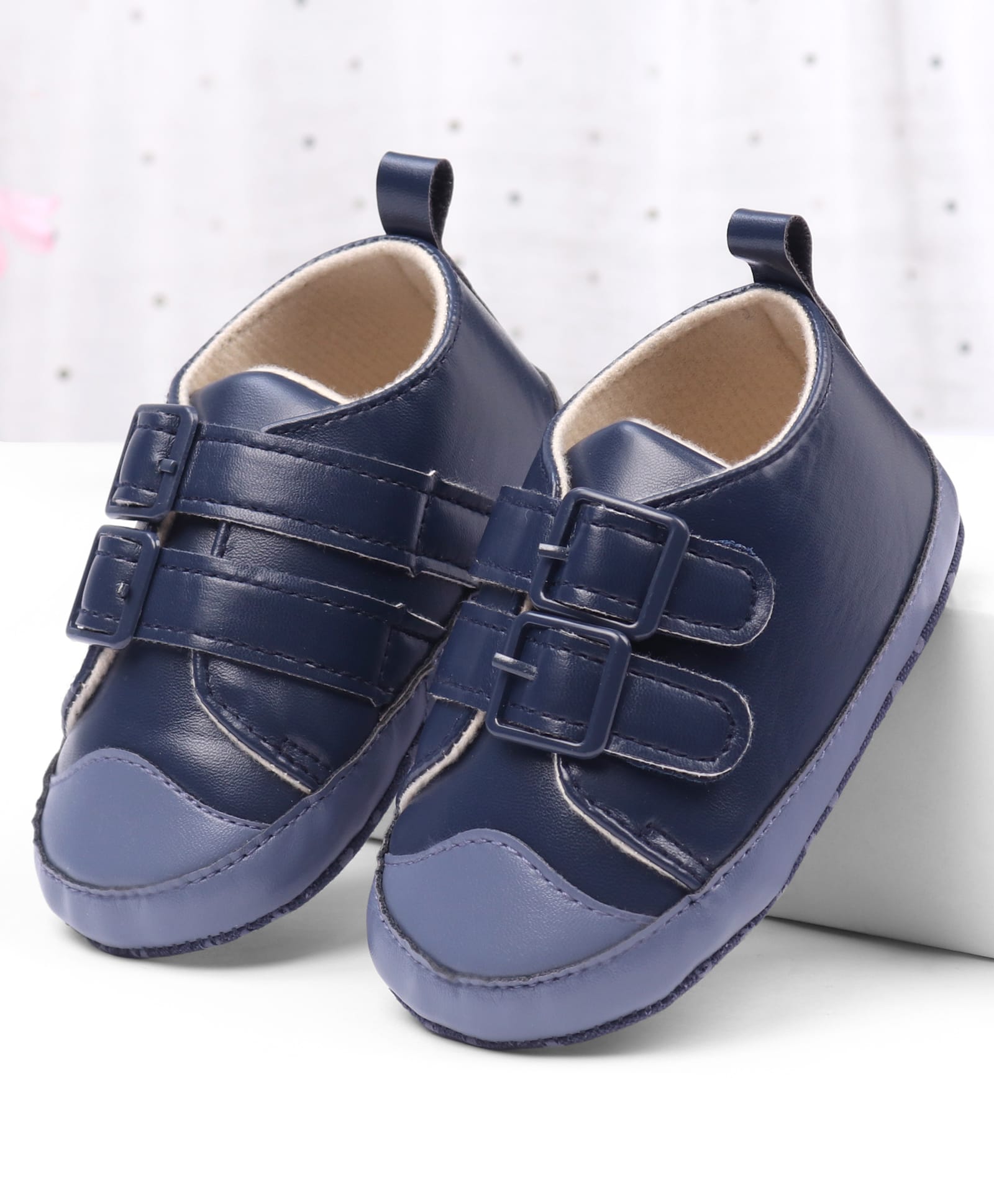 Cute Walk by Babyhug Velcro Closure Solid Colour Booties -Navy Blue-image-23