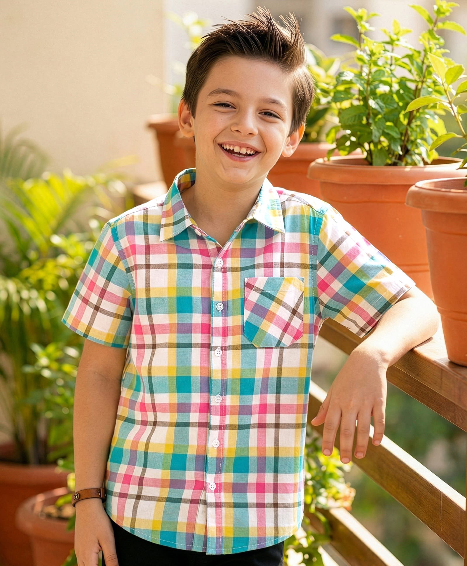 Pine Kids Cotton Woven Half Sleeves Checks Shirt - Multicolor-picture-20