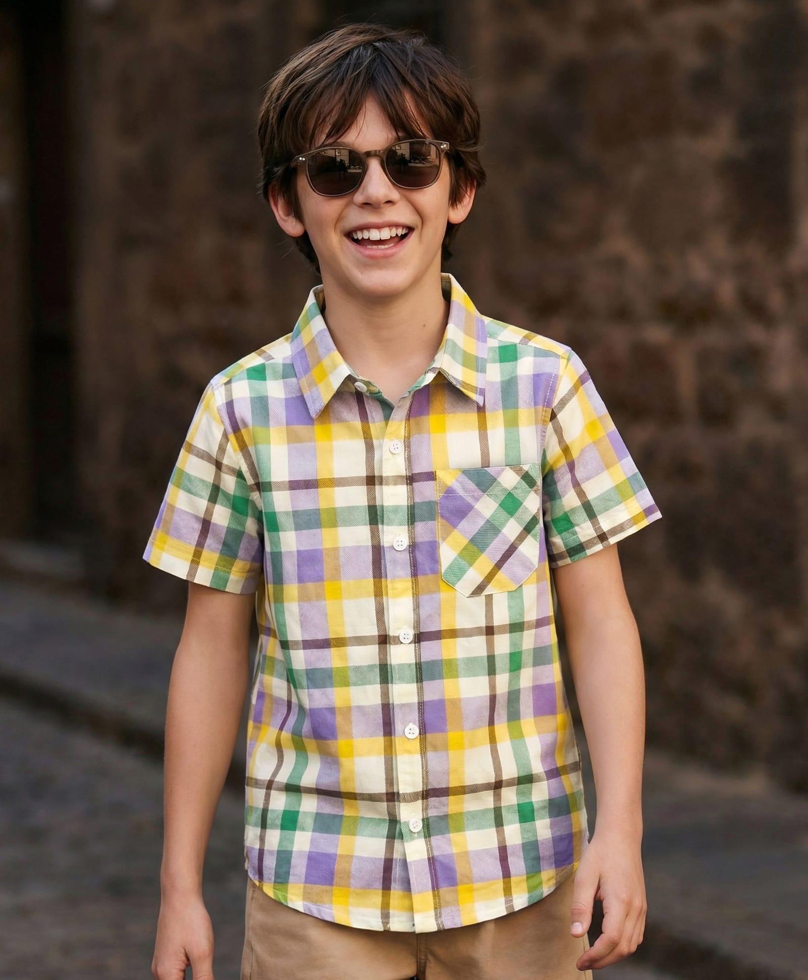 Pine Kids 100% Cotton Woven Half Sleeves Checks Shirt - Multicolour-picture-15