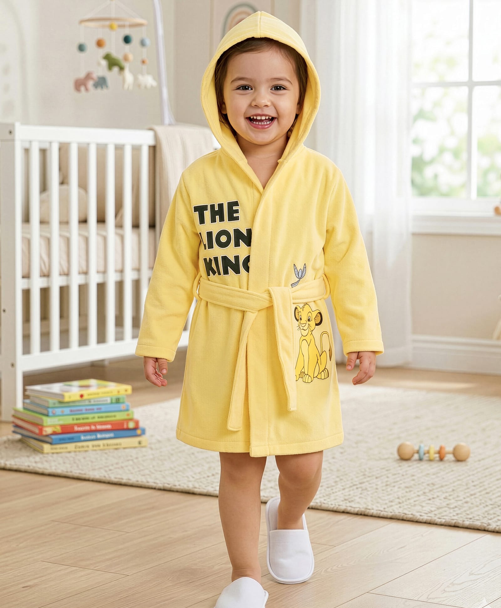 Babyhug Disney Terry Knit Hooded Full Sleeves Bath Robe With Lion King Graphics - Yellow-image-21