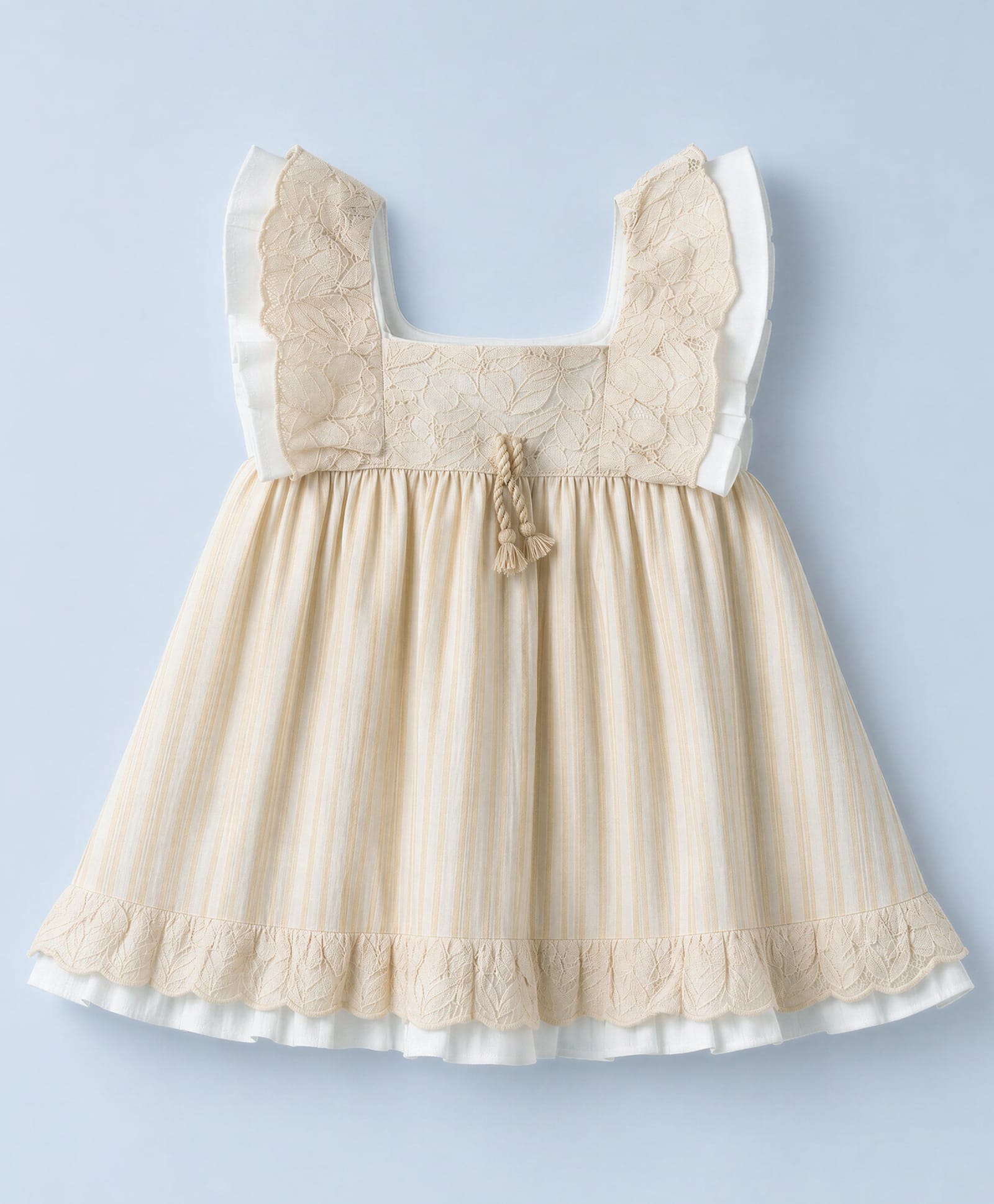 ToffyHouse Interlock Knit Sleeveless Frock with Floral Embroidery - Beige-picture-5