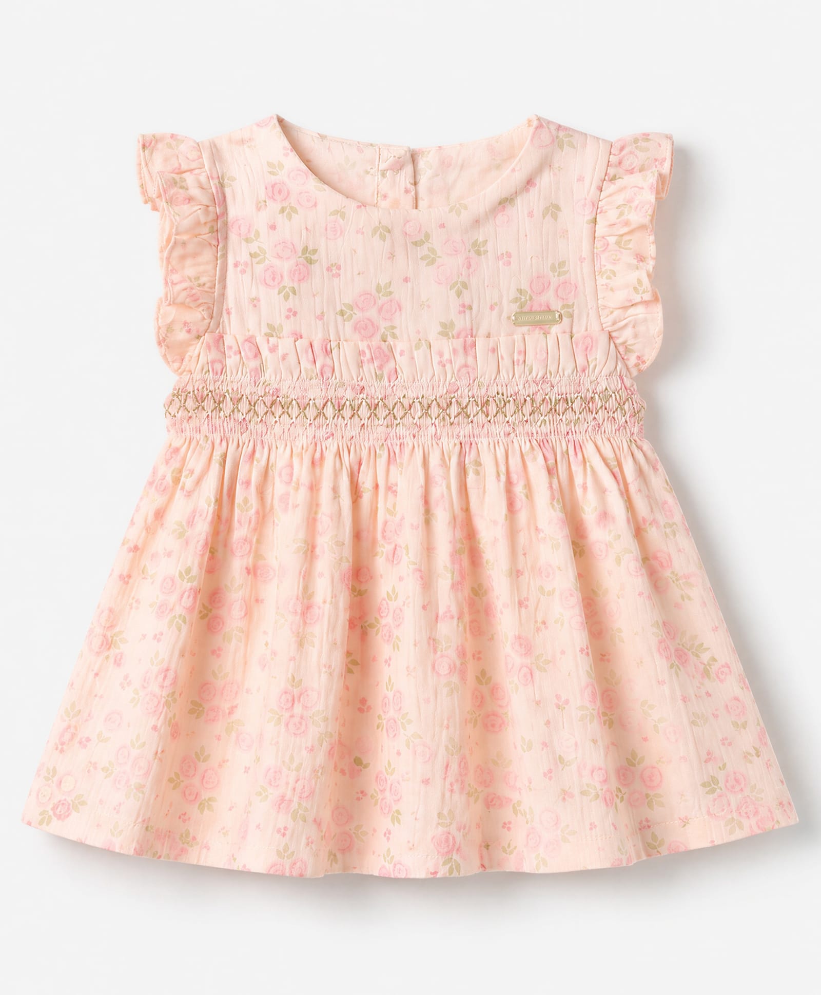 ToffyHouse Muslin Woven Sleeveless Frock with Floral Print - Peach-picture-27