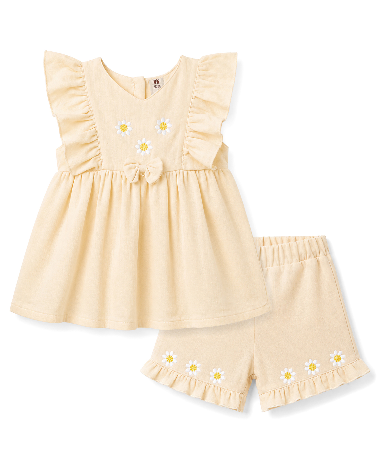 ToffyHouse Muslin Knit Half Sleeves Top & Shorts Set With Floral Print - Beige-picture-45