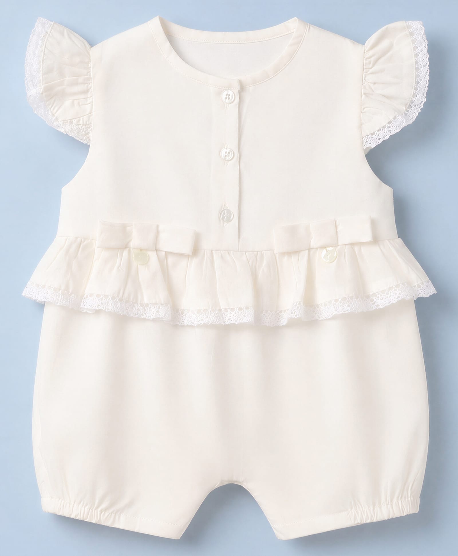 Toffyhouse Interlock Knit Half Sleeves Romper - White-picture-21