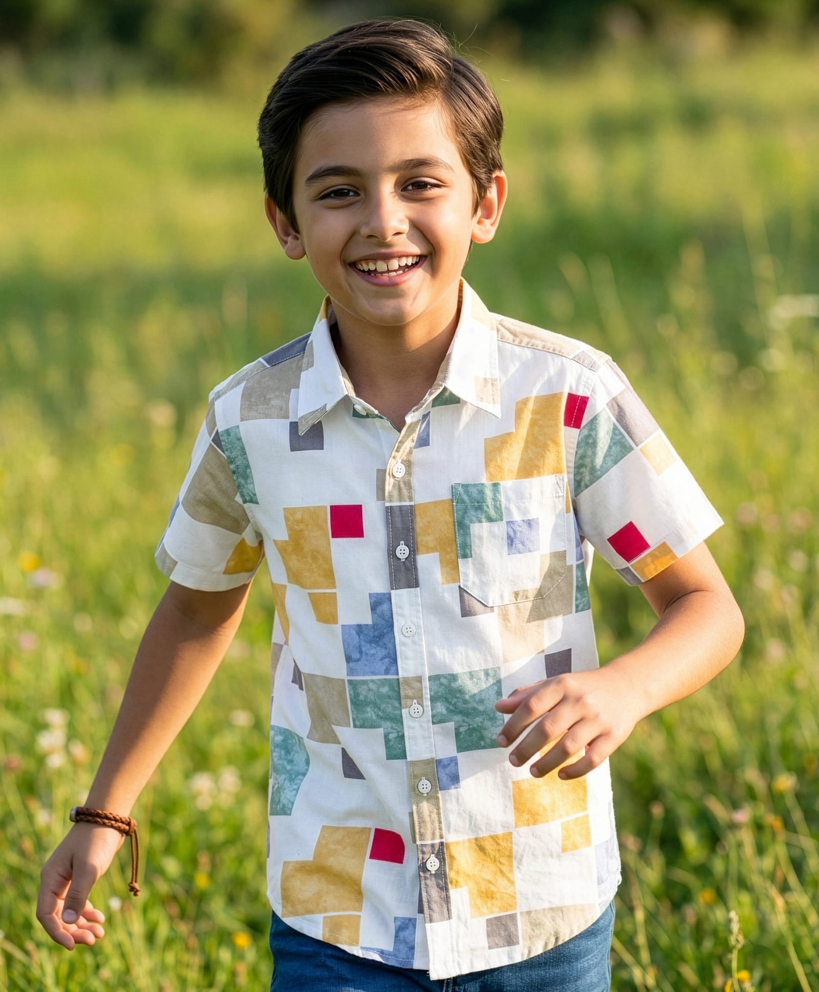Pine Kids Cotton Woven Half Sleeves Abstract Printed Shirt - White-picture-10