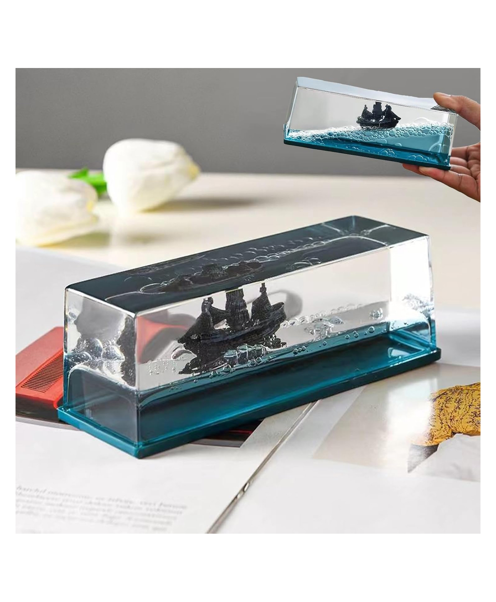 WOLTAX Acrylic Titanic Liquid Wave Cruise Ship Car Dashboard & Interior Decoration, Nautical Showpiece for Home, Office & Gifting-picture-18