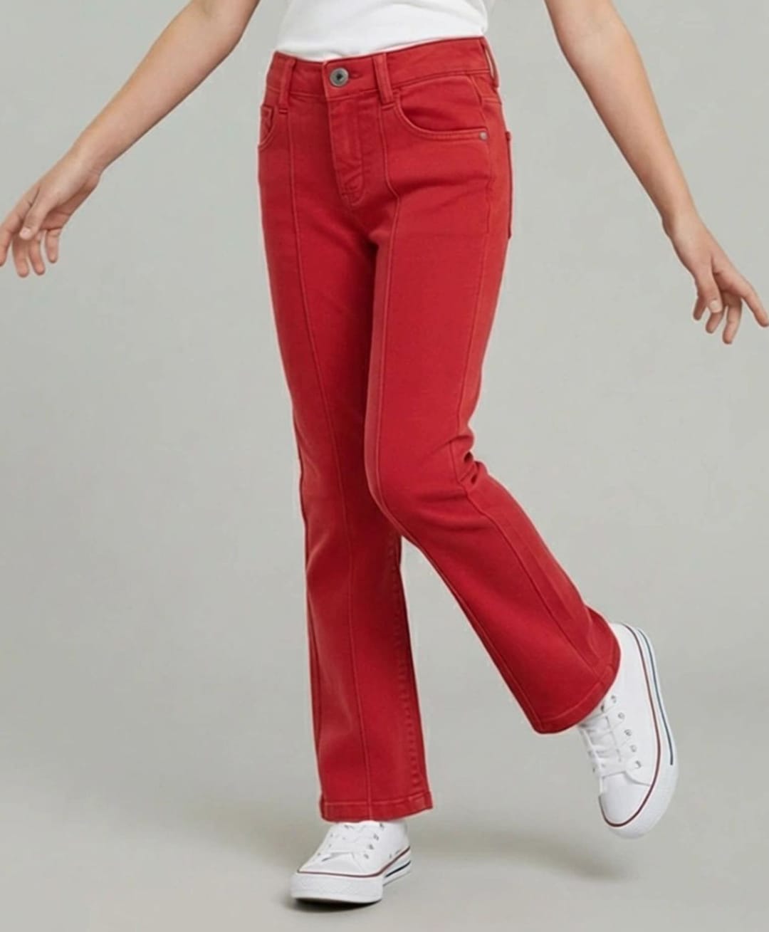 Nino Togs Denim Woven Stretchable Solid Jeans - Red-picture-13