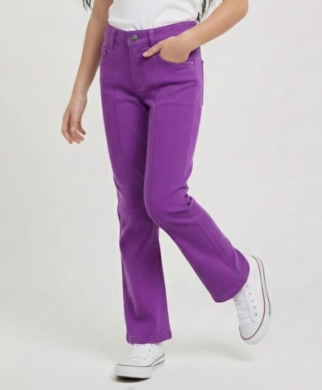 Nino Togs Cotton Denim Woven Stretchable Solid Jeans - Lilac-picture-24