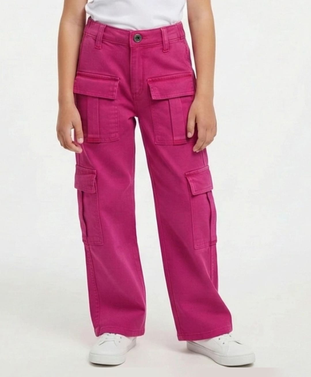 Nino Togs Denim Woven Solid Stretchable Cargo Jeans - Pink-image-25