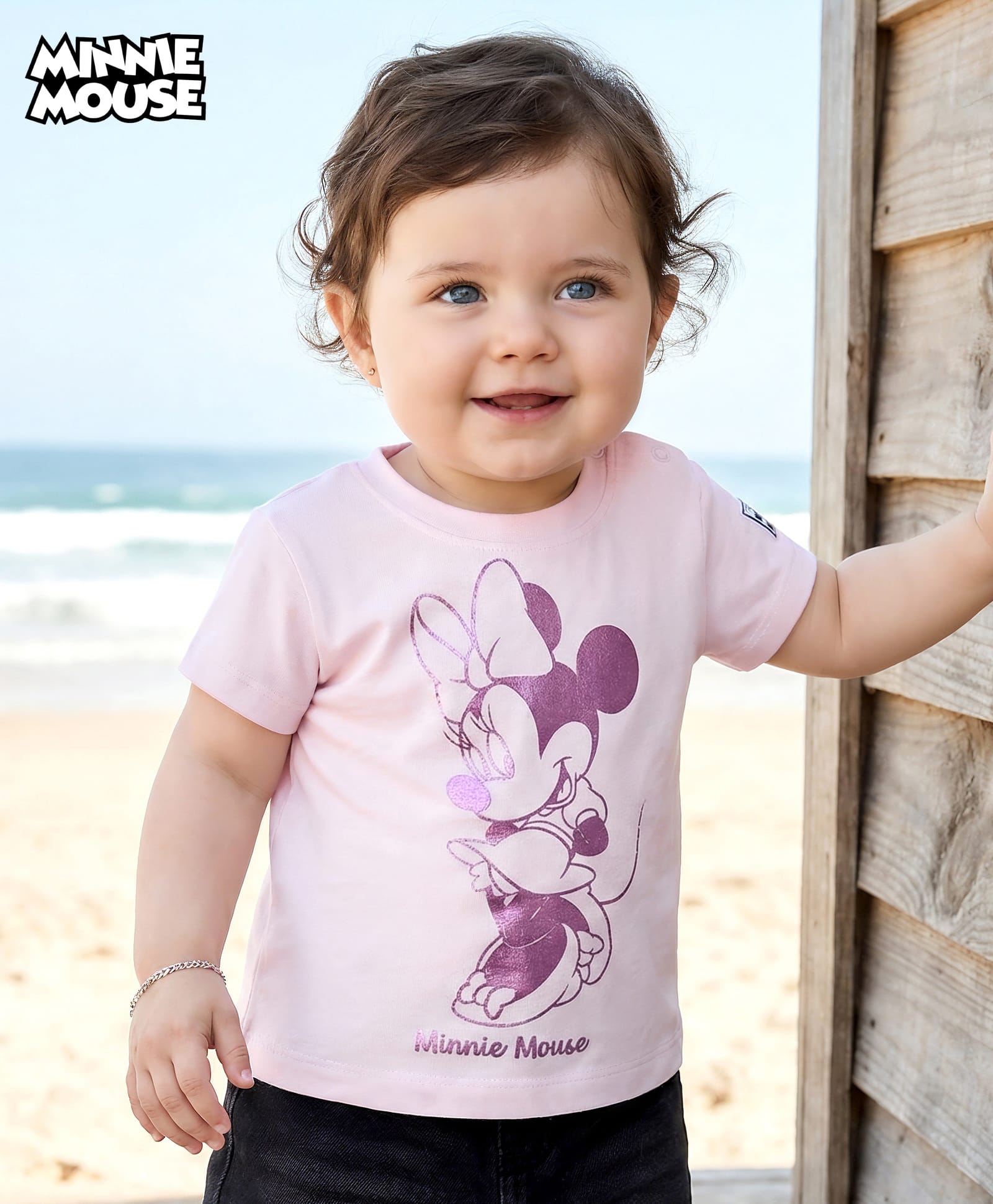 Babyoye Disney Single Jersey Knit Half Sleeves T-Shirt with Minnie Mouse Graphics - Pink-picture-22