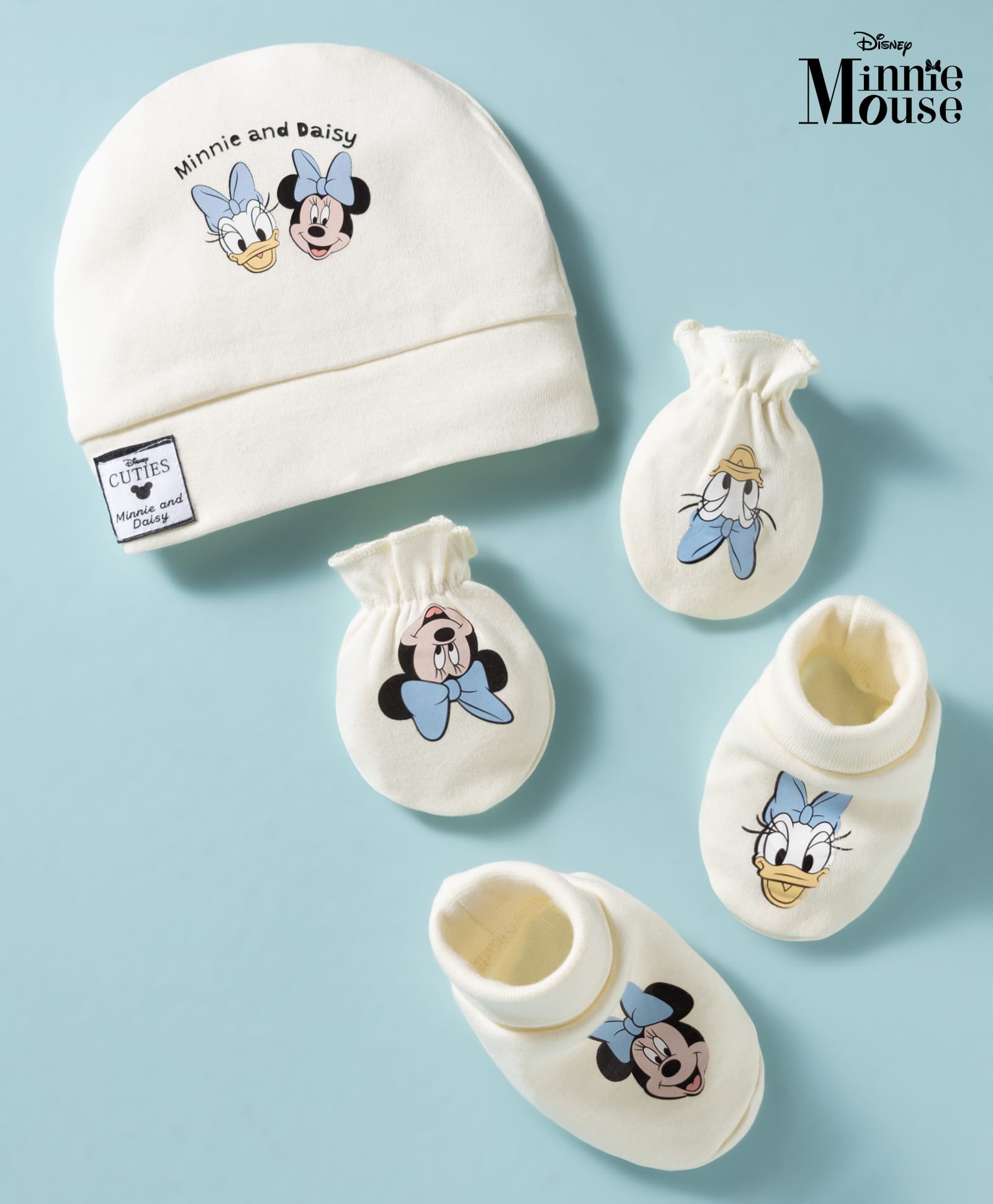 Babyoye Disney Interlock Knit Cap Mittens & Booties With Minnie & Friends Graphics Multicolor - Diameter 10.5 cm-image-45