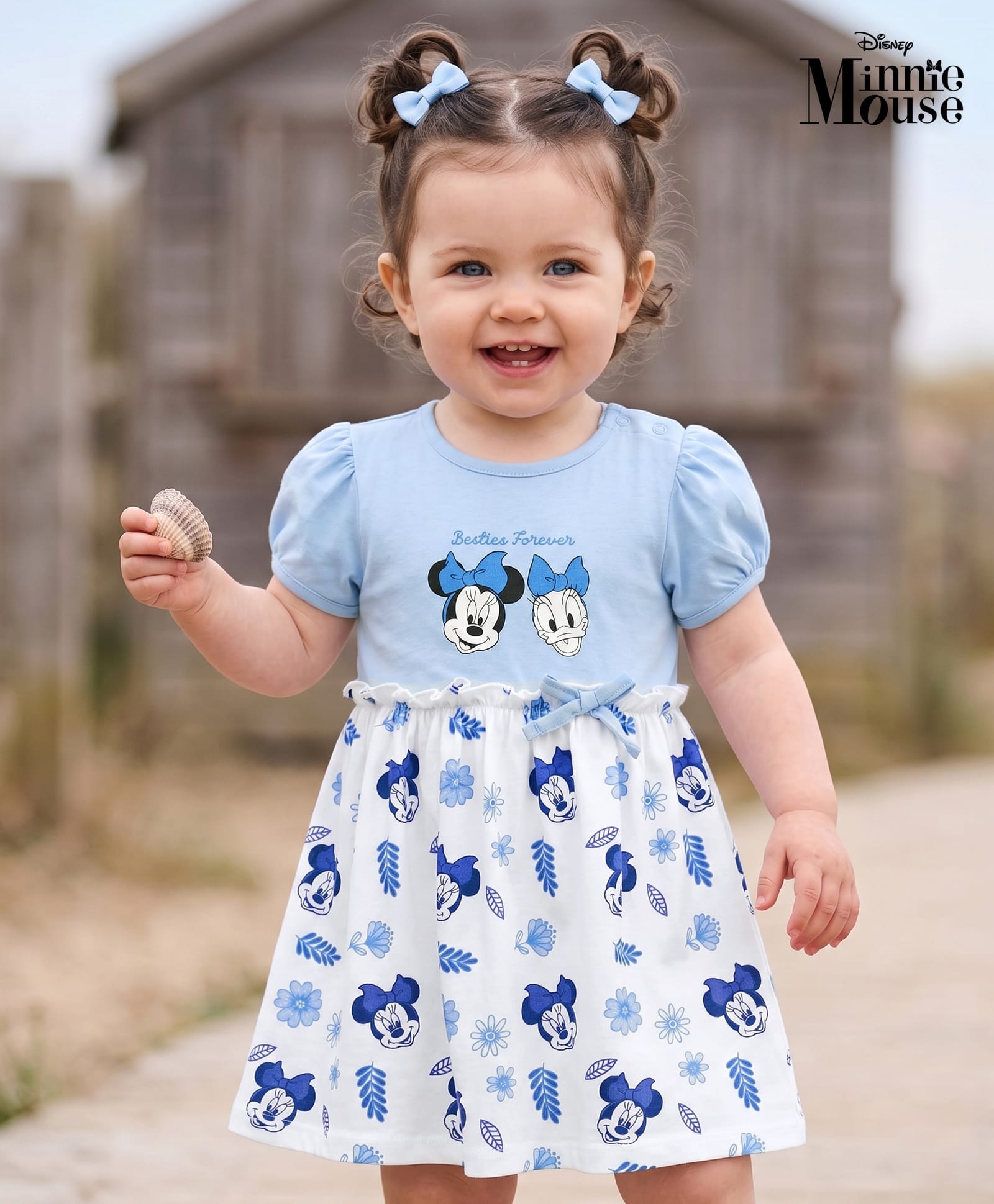 Babyoye Disney Cotton Knit Frock Cap Sleeves Minnie Mouse Graphics Multicolor 9-12 Months-picture-34