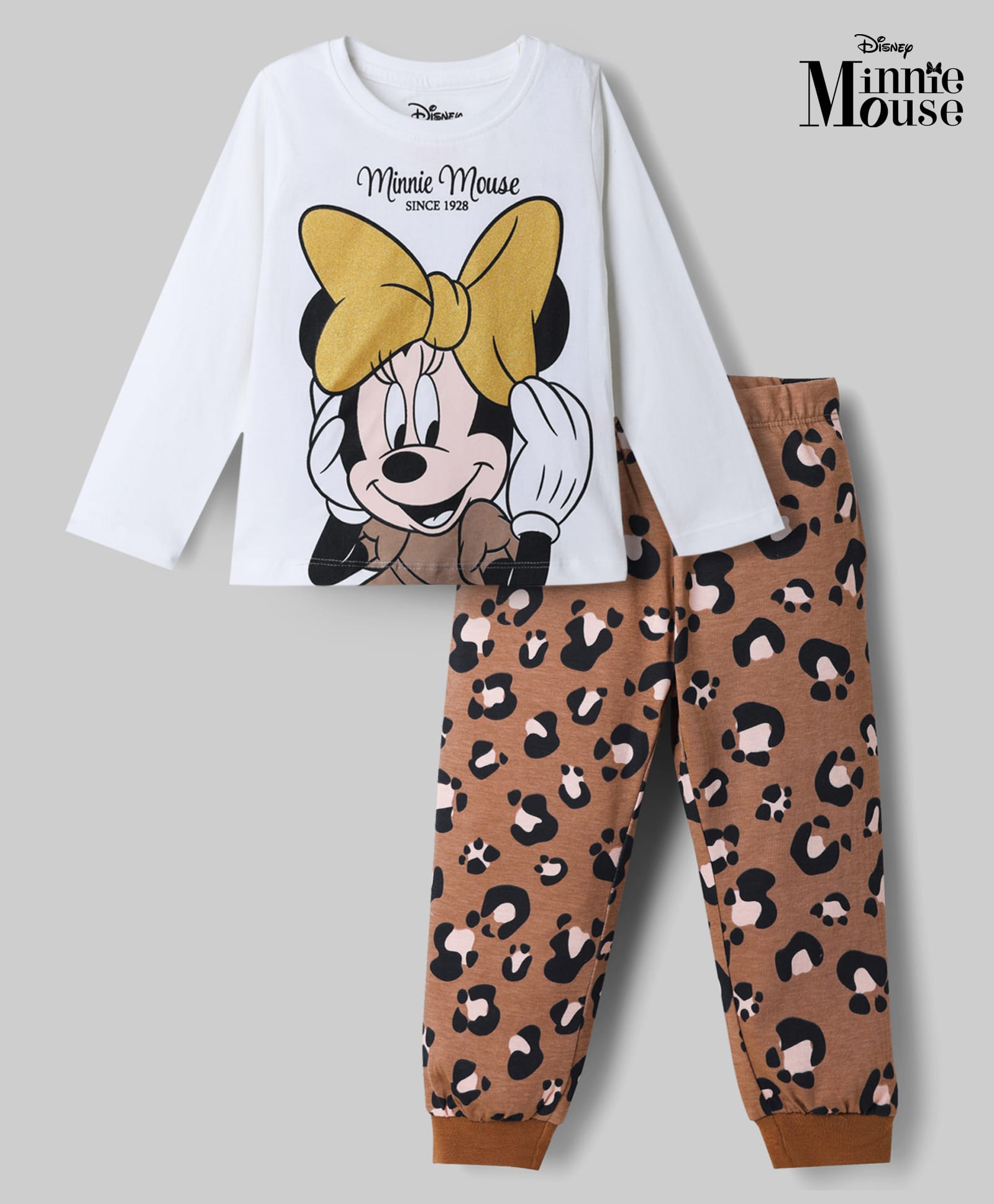 Babyhug Disney Single Jersey Knit Full Sleeves T-Shirt & Joggers Night Suit With Minnie Mouse Graphics - Multicolor-picture-38