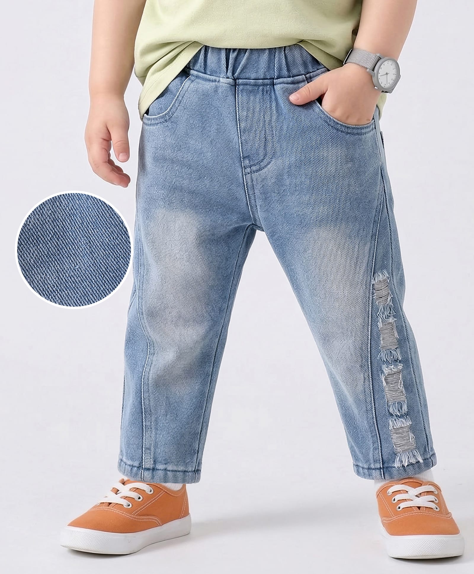 Mark & Mia Cotton Full Length Distressed Washed Jeans - Blue-picture-14