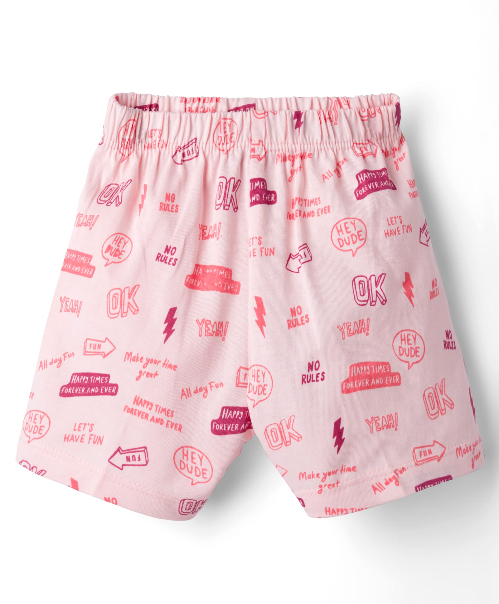 Tango Single Jersey Knit Knee Length Shorts With Text Print - Pink-picture-36