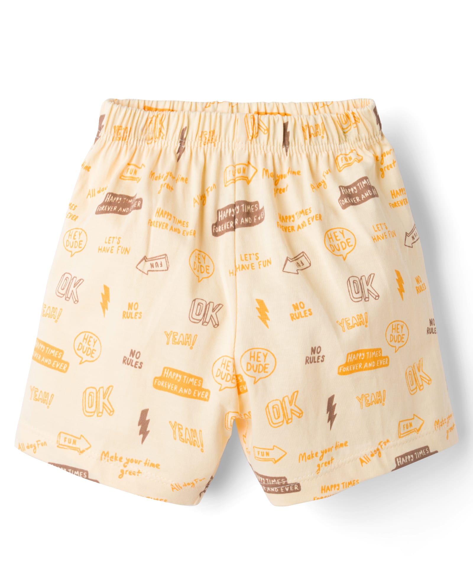 Tango Single Jersey Knit Knee Length Shorts With Text Print - Yellow-picture-33