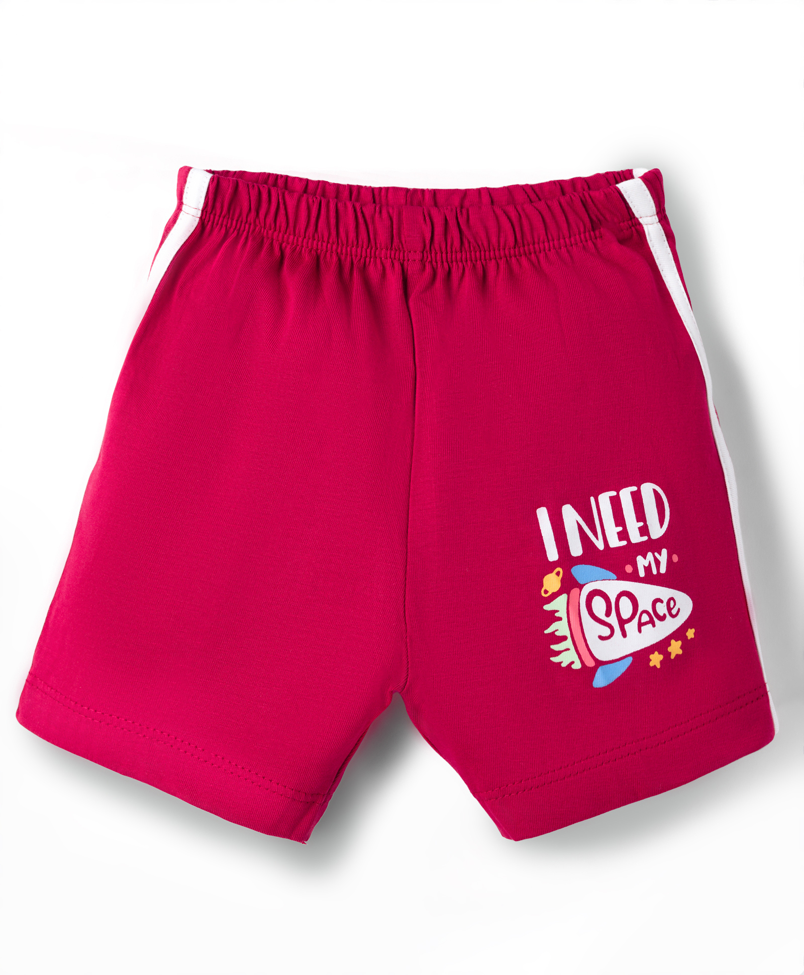 Tango Interlock Knit Knee Length Shorts with I Need My Space Print - Red-image-38