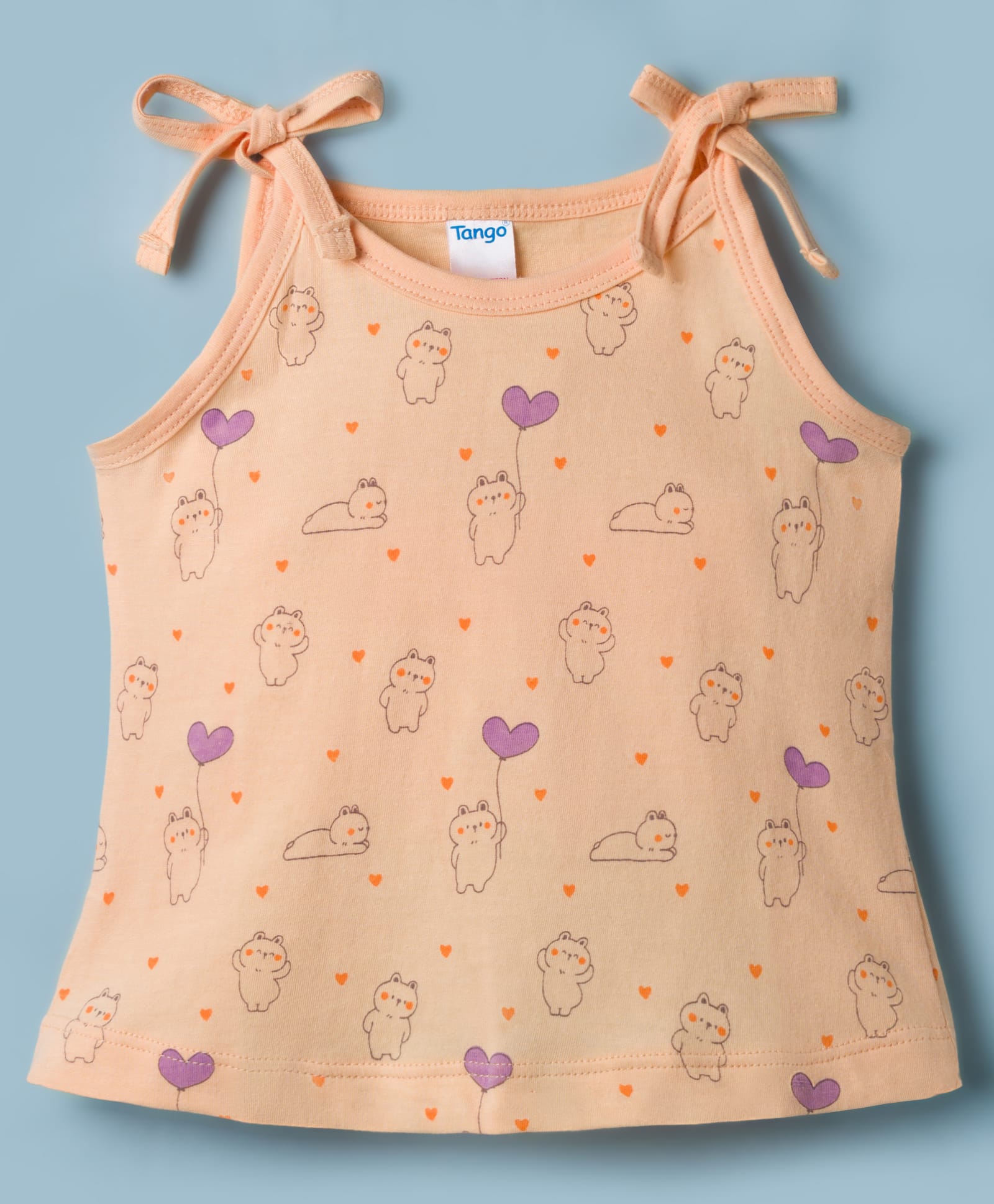 Tango Single Jersey Knit Sleeveless Slips with Heart & Bear Print - Yellow-picture-18