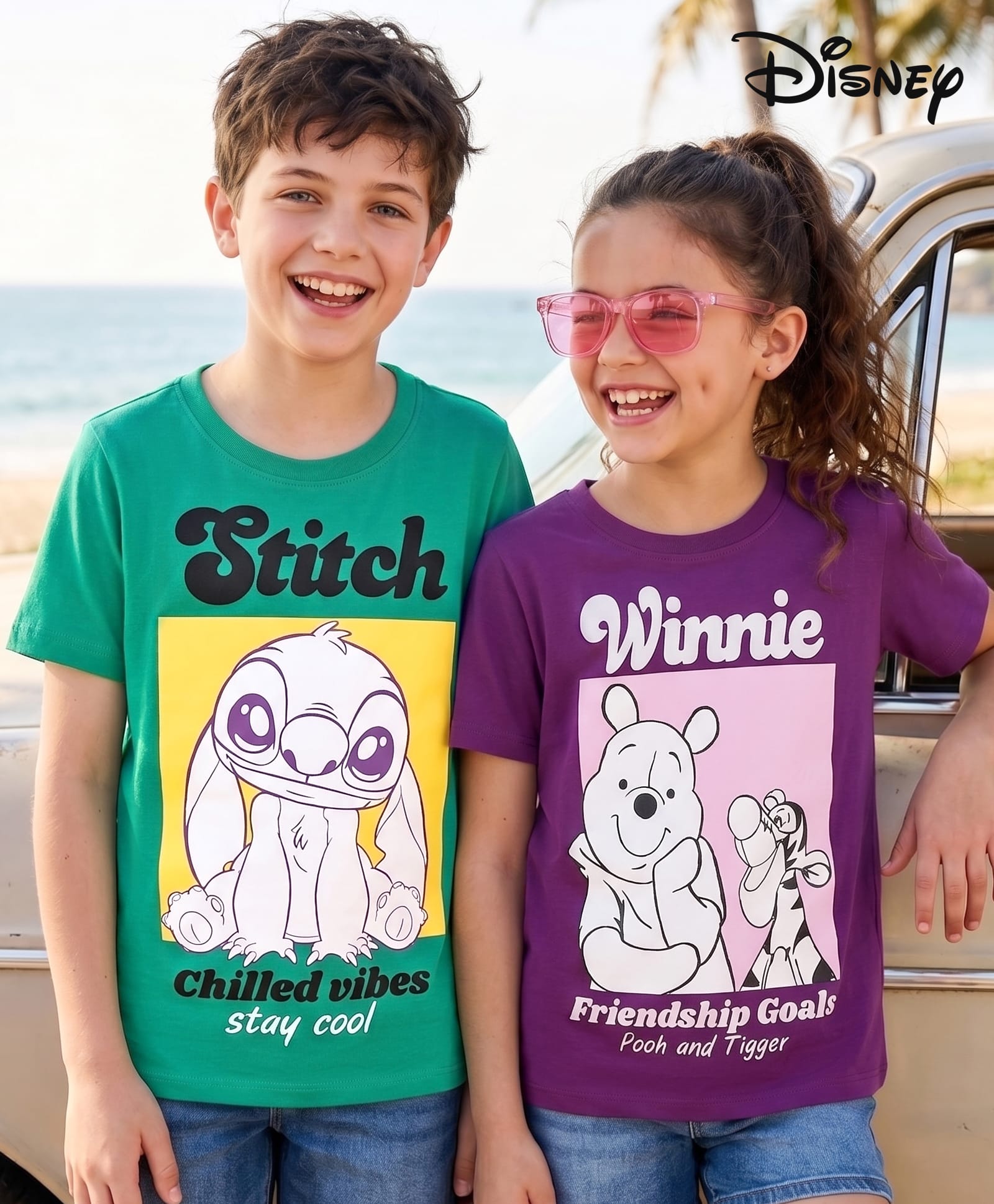 HoneyHap Disney Cotton Knit T-Shirt Half Sleeves with Disney Graphic Pack of 2 - Multicolor-picture-27