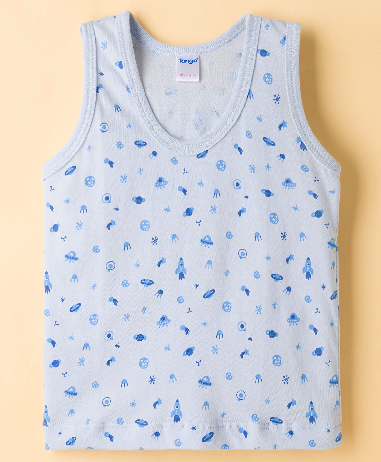 Tango Single Jersey Knit Sleeveless Vest with Space Theme Print - Light Blue-picture-41