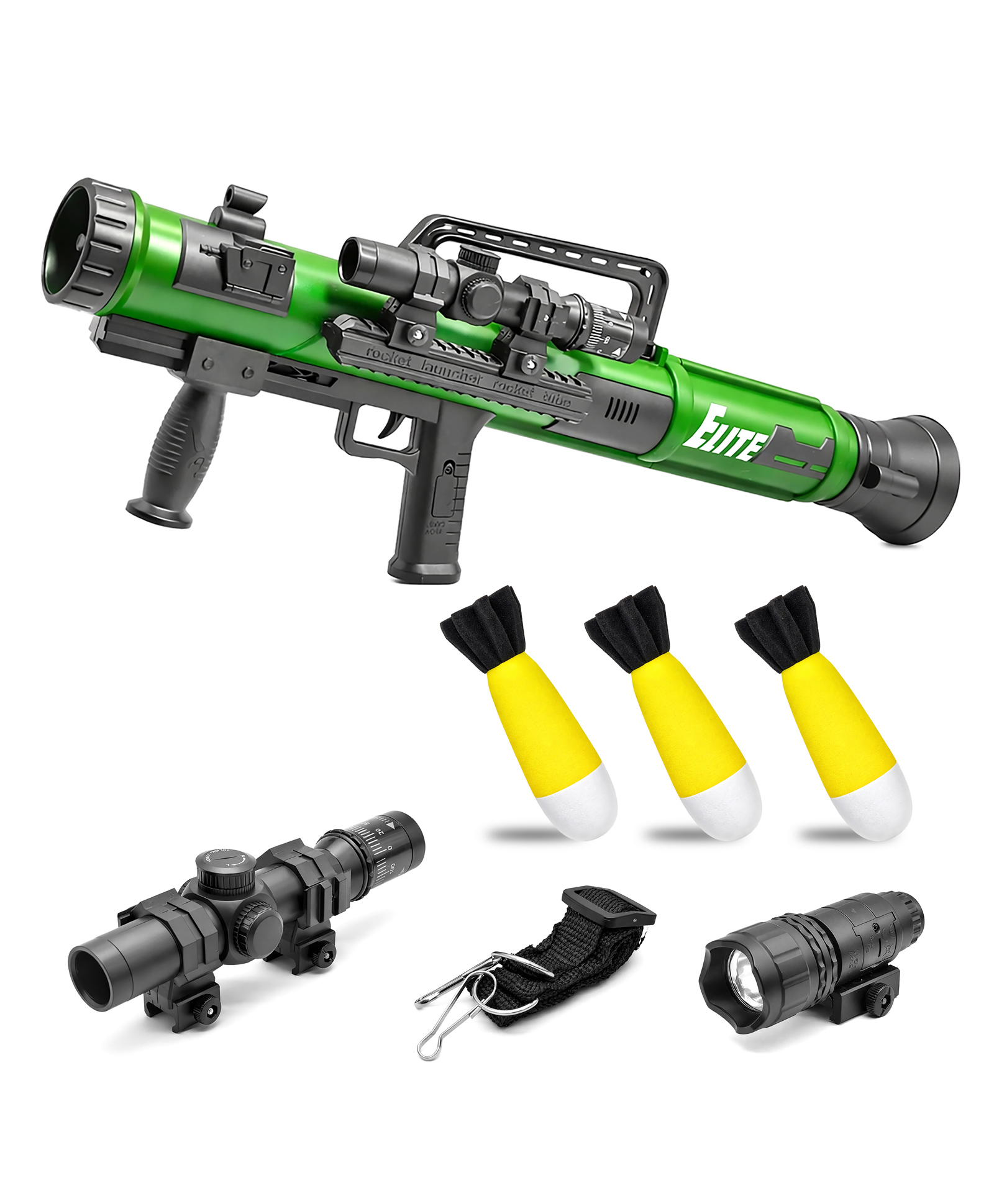 VGRASSP Bazooka Launcher Toy Gun For Kids With Foam Missiles - Pretend Play Military Blaster With Lights, Sound, Flashlight, Sight And Strap - Adventure Play Gift Set - Color May Vary-picture-13