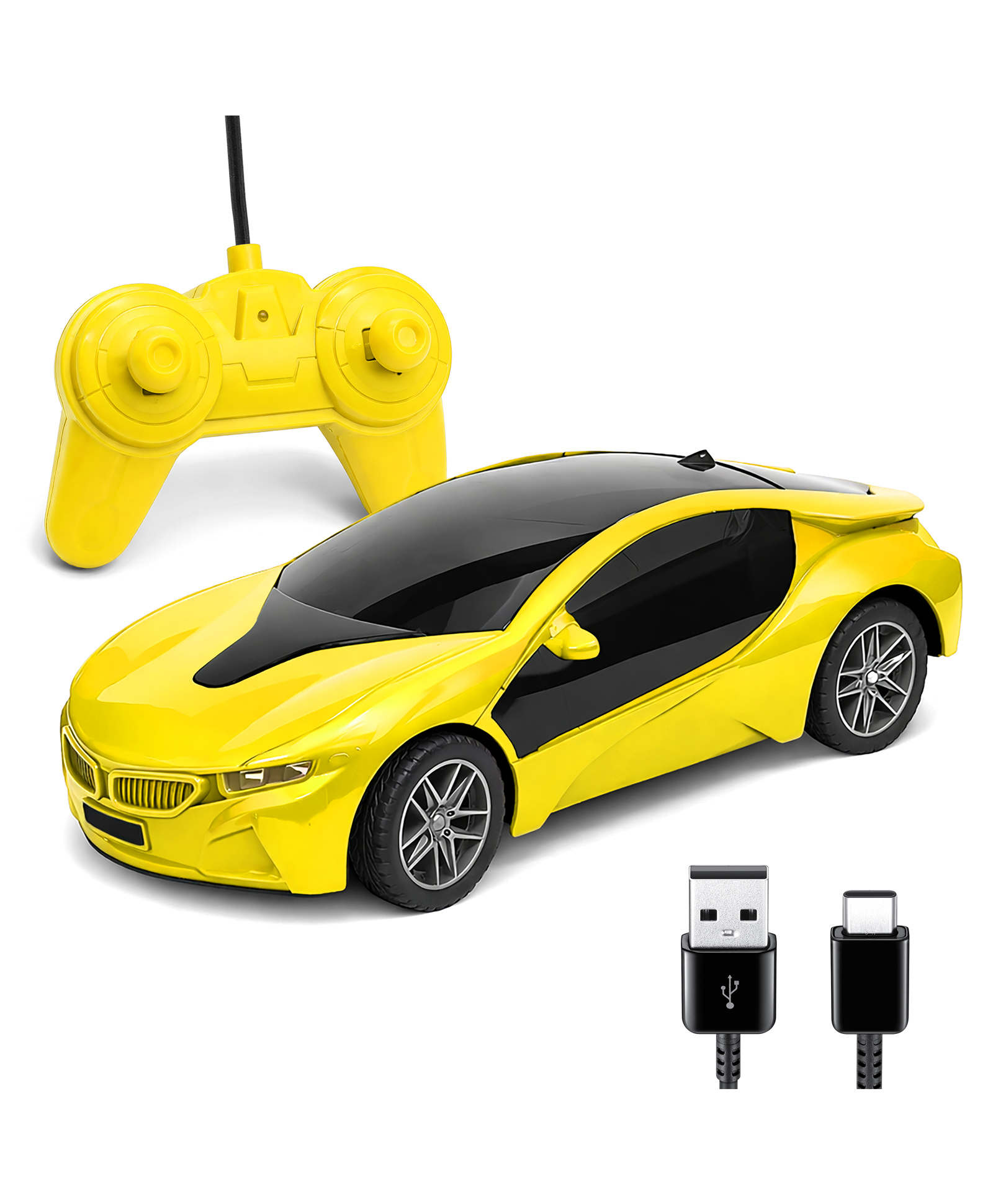 VGRASSP Rechargeable Remote Control Sports Car Toy For Kids With LED Lights - Indoor And Outdoor 4 Function RC Car Toy Gift For Boys And Girls - Color May Vary-picture-23