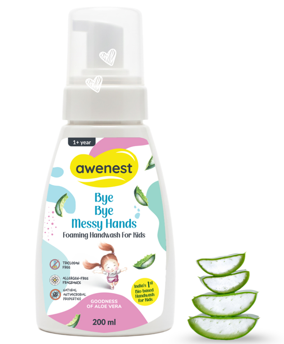 Awenest Foaming Handwash for Kids (1+ Year) - India's Only Bio-Based Germ Protection, Gentle, Triclosan-Free, with Aloe Vera - 200 ml-image-13