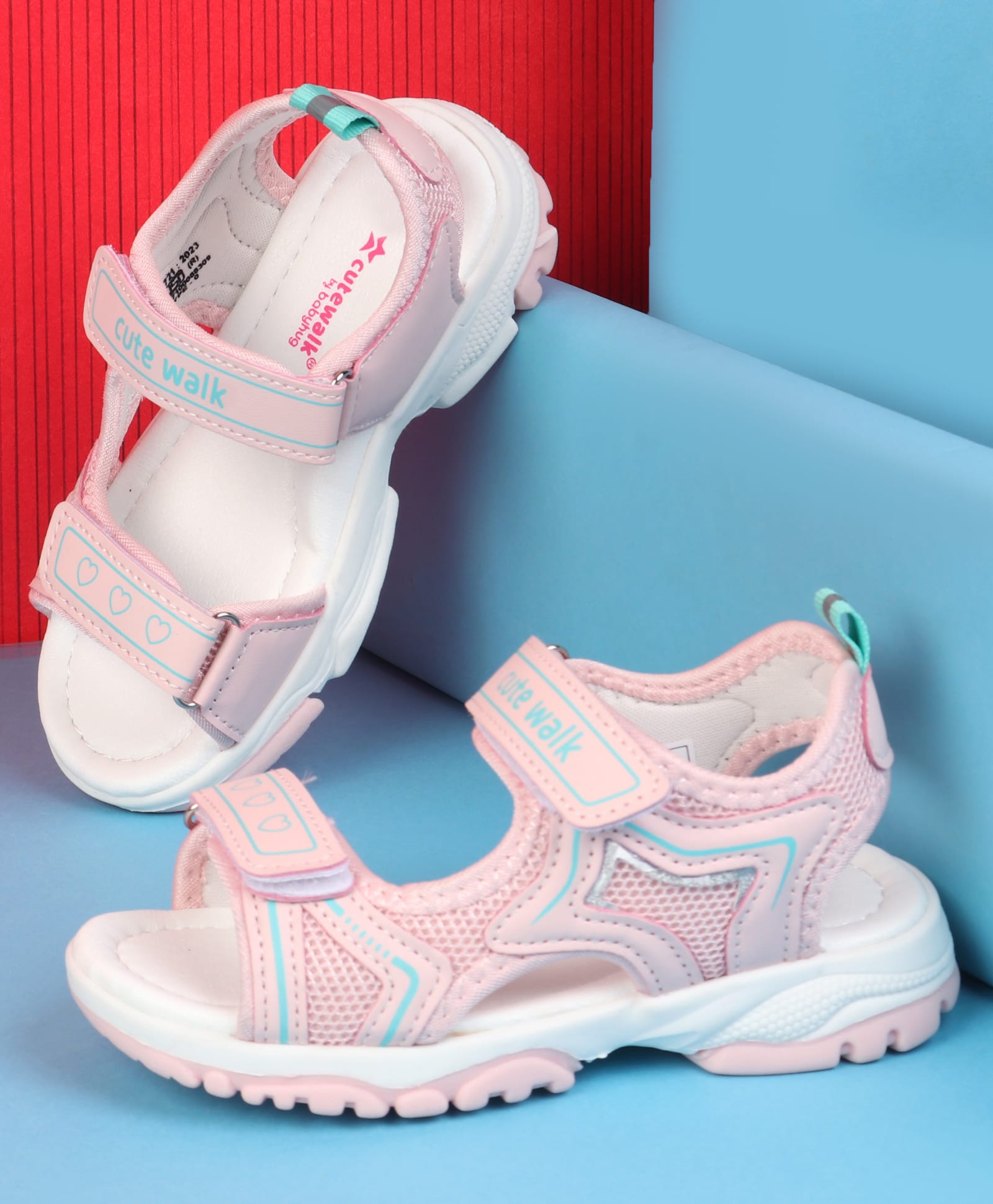 Cute Walk by Babyhug Velcro Closure Solid Colour Sandals - Pink