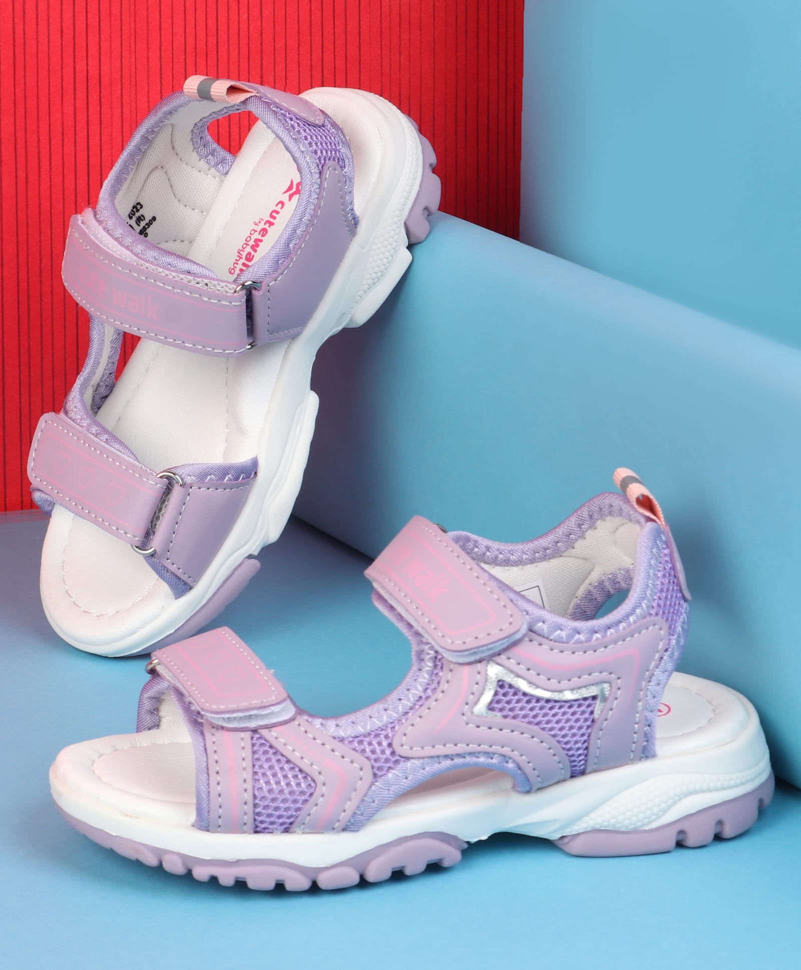 Cute Walk by Babyhug Velcro Closure Solid Colour Sandals - Purple-picture-10