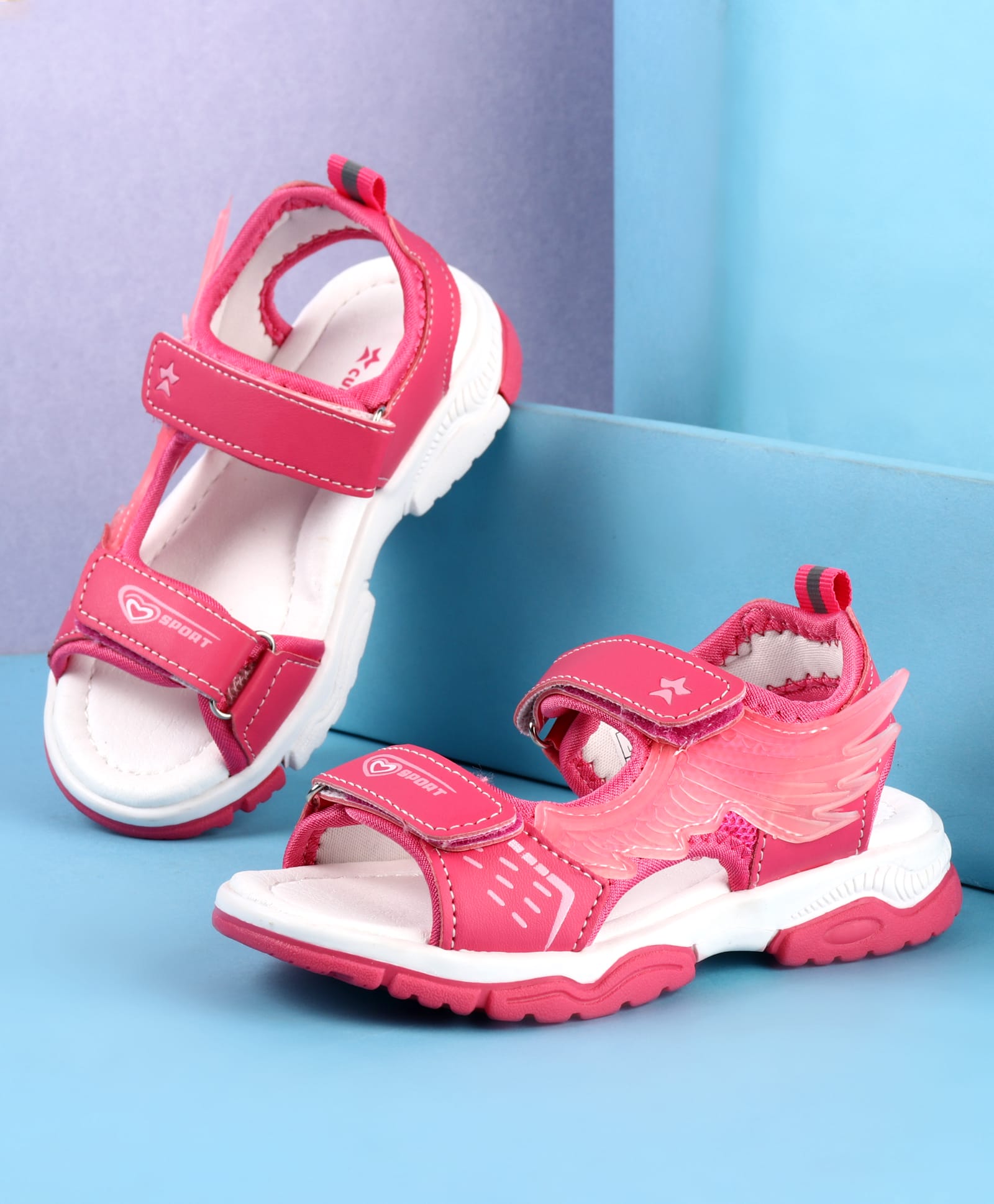 Cute Walk by Babyhug Velcro Closure Sandals with Sport Print - Fuchsia-picture-19