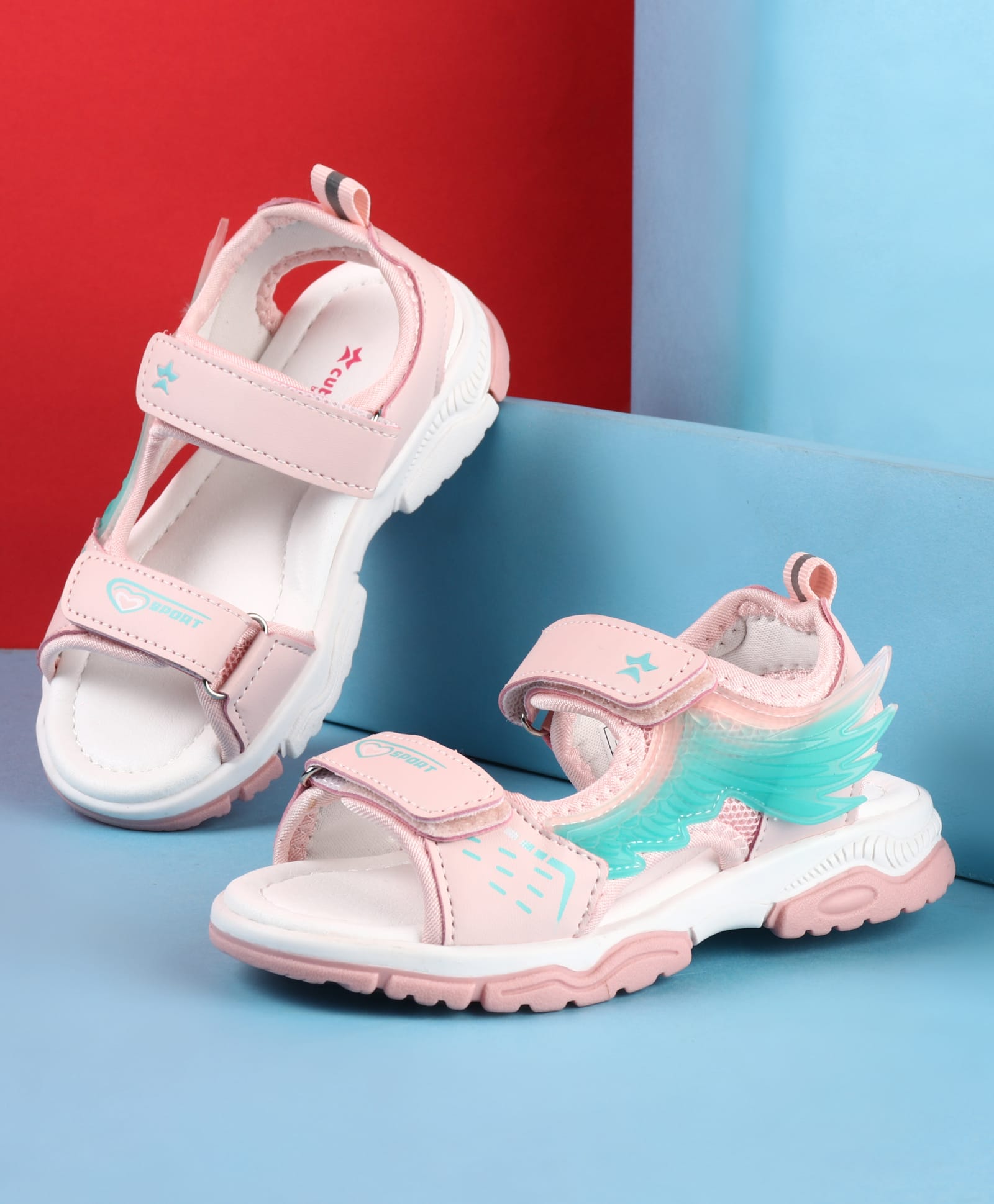 Cute Walk by Babyhug Velcro Closure Sandals with Sport Print - Pink-picture-27