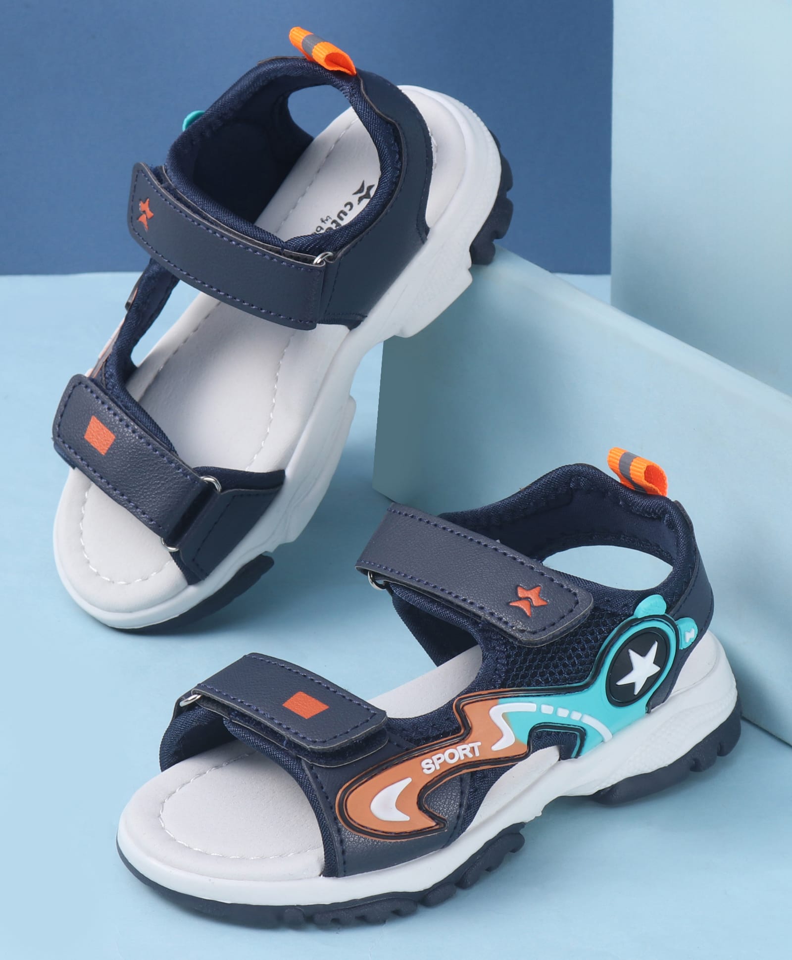 Cute Walk by Babyhug Velcro Closure Sandals with Applique - Navy Blue