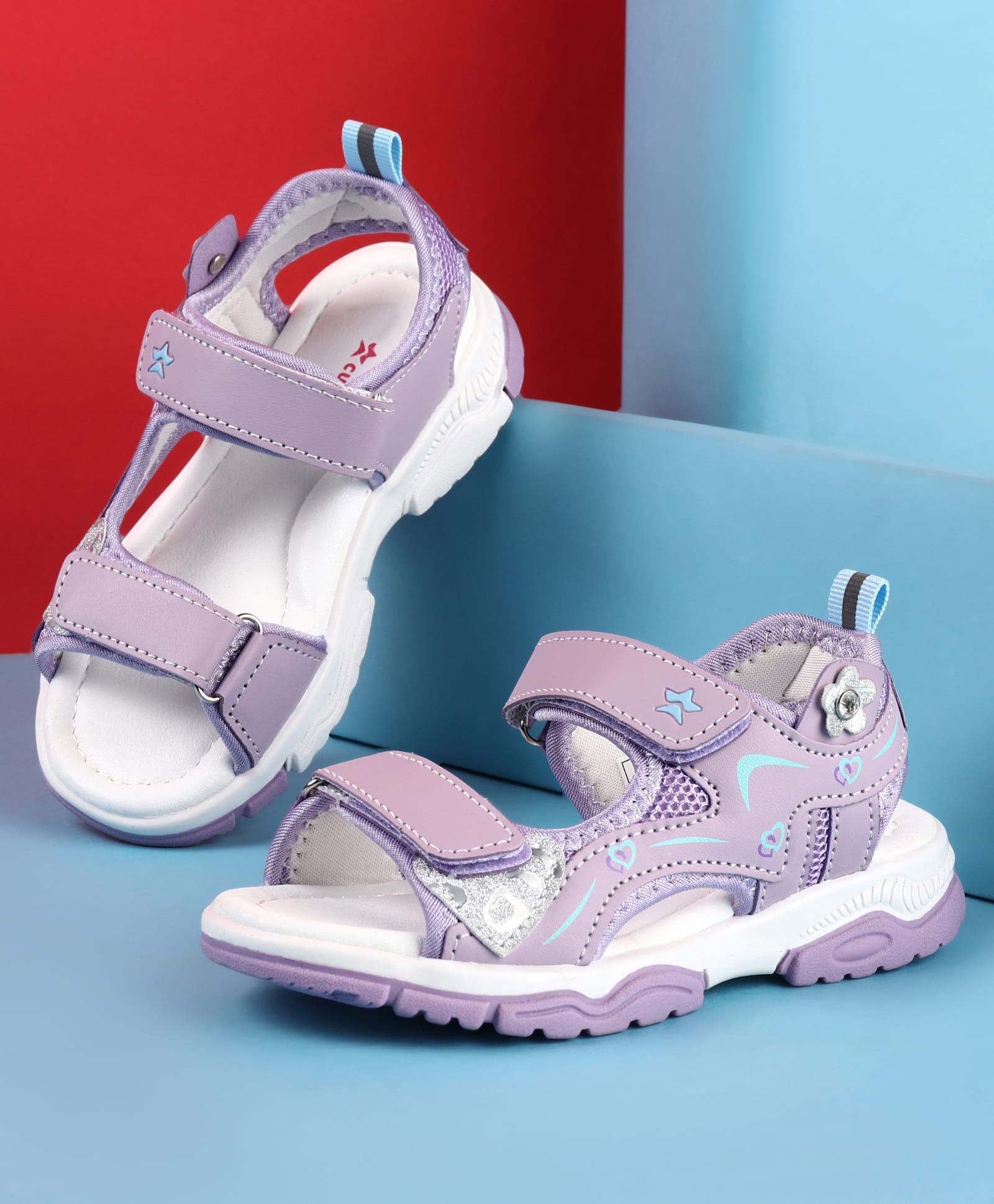 Cute Walk by Babyhug Velcro Closure Sandals with Floral Applique - Purple