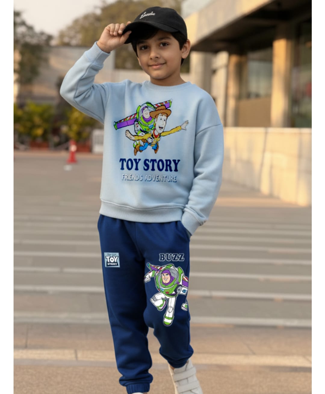 Nap Chief Cotton Blend Knit Disney Pixar Toy Story Featuring Full Sleeves Character Printed Winter Sweatshirt With Joggers Set - Blue-picture-23