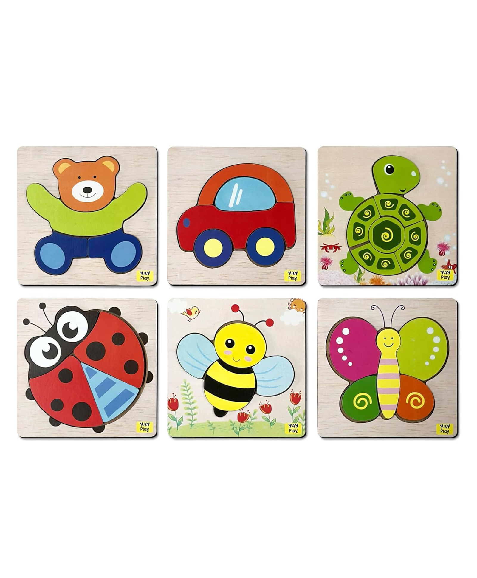 Yay Play Wooden Animal & Vehicle Puzzle Set | 6-in-1 Educational Wooden Puzzles for Toddlers | Montessori Learning Toy for Kids | Fine Motor Skill & Shape Recognition Toy for Boys & Girls (Ages 2+)-picture-16