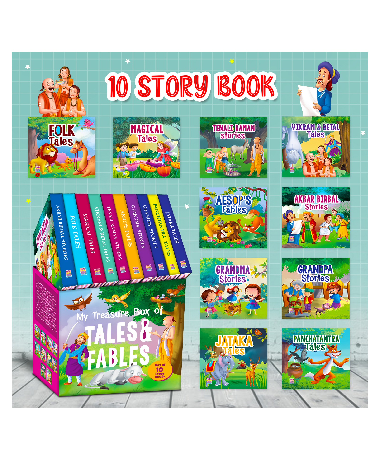 Story Book Set of 10 | Aesop's Fables, Panchatantra, Jataka, Vikram & Betal, Akbar Birbal, Tenali Raman, Folk Tales, Grandpa & Grandma Stories | Kids Moral Story Books Collection-image-40