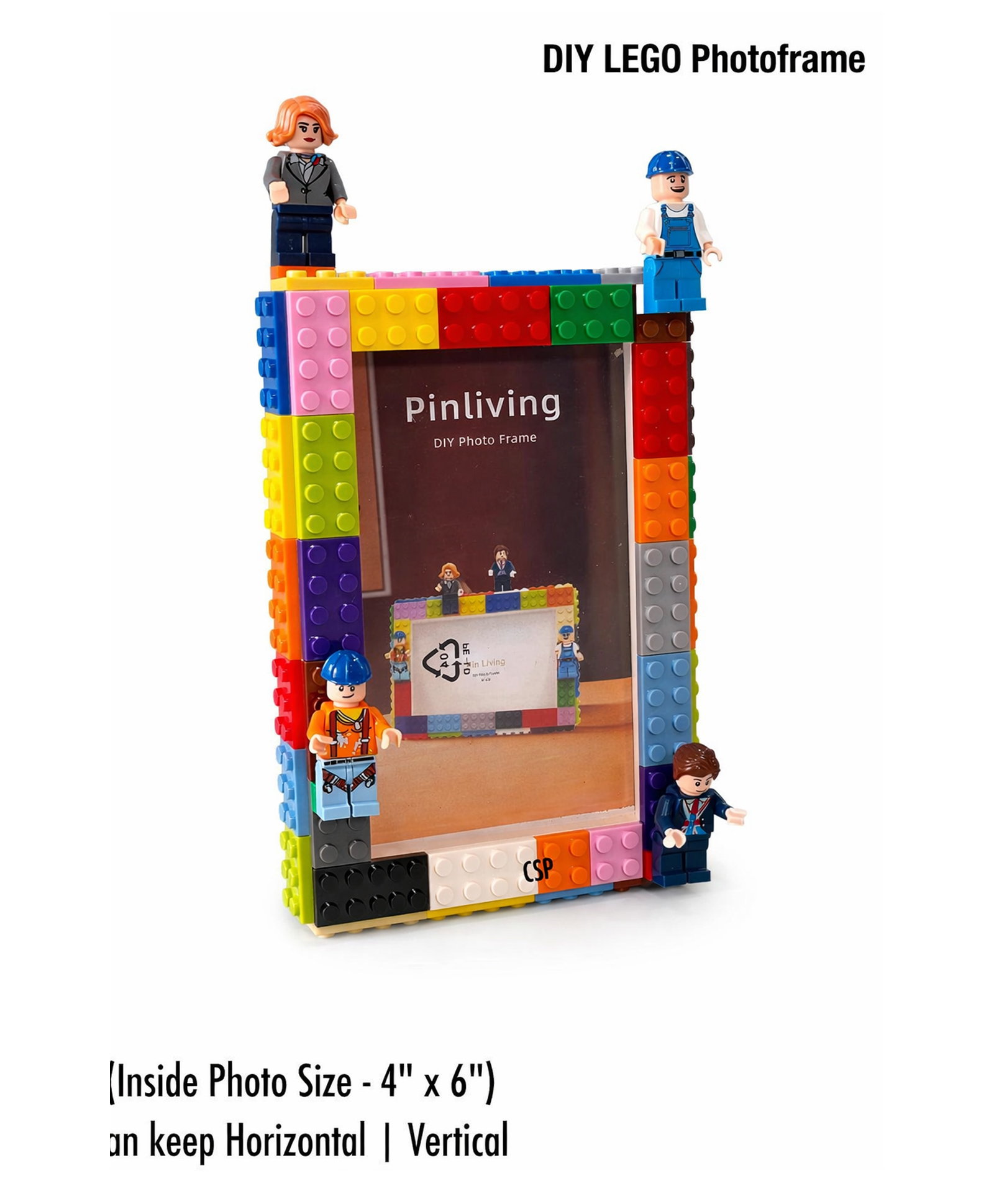 Sanjary DIY Building Block Photo Frame Set, Creative LEGO Style Picture Frame with Mini Figures, Desk Display Gift for Kids and Adults color design may vary-picture-20