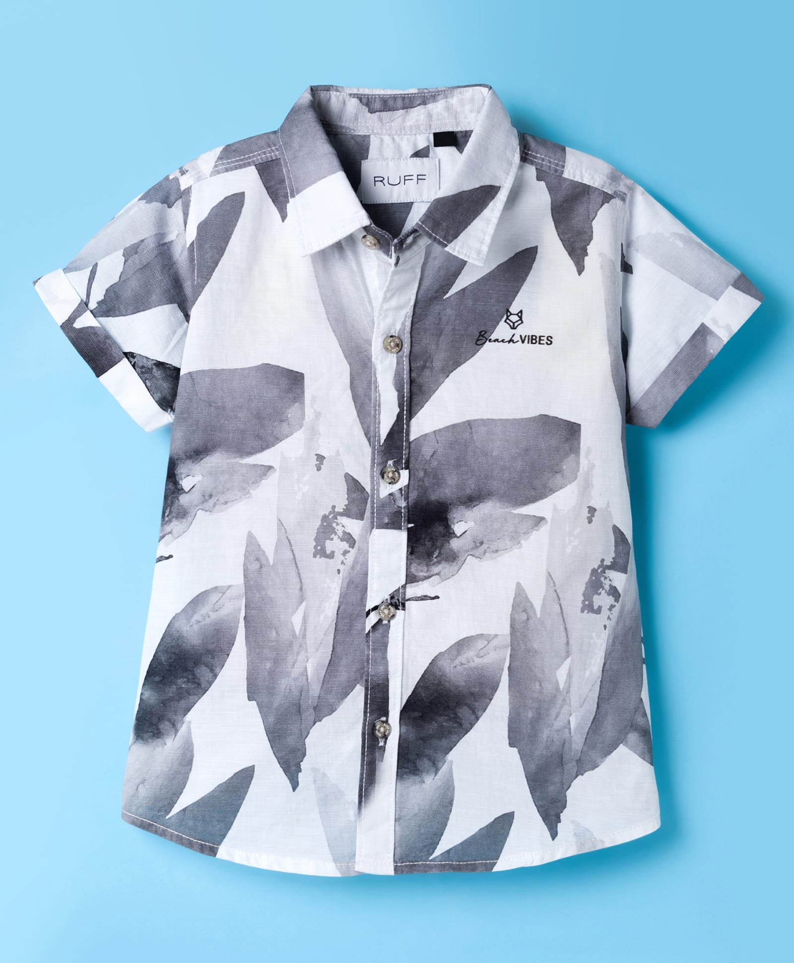 Ruff Cotton Woven Half Sleeves Shirt With Floral Print - Black-picture-21