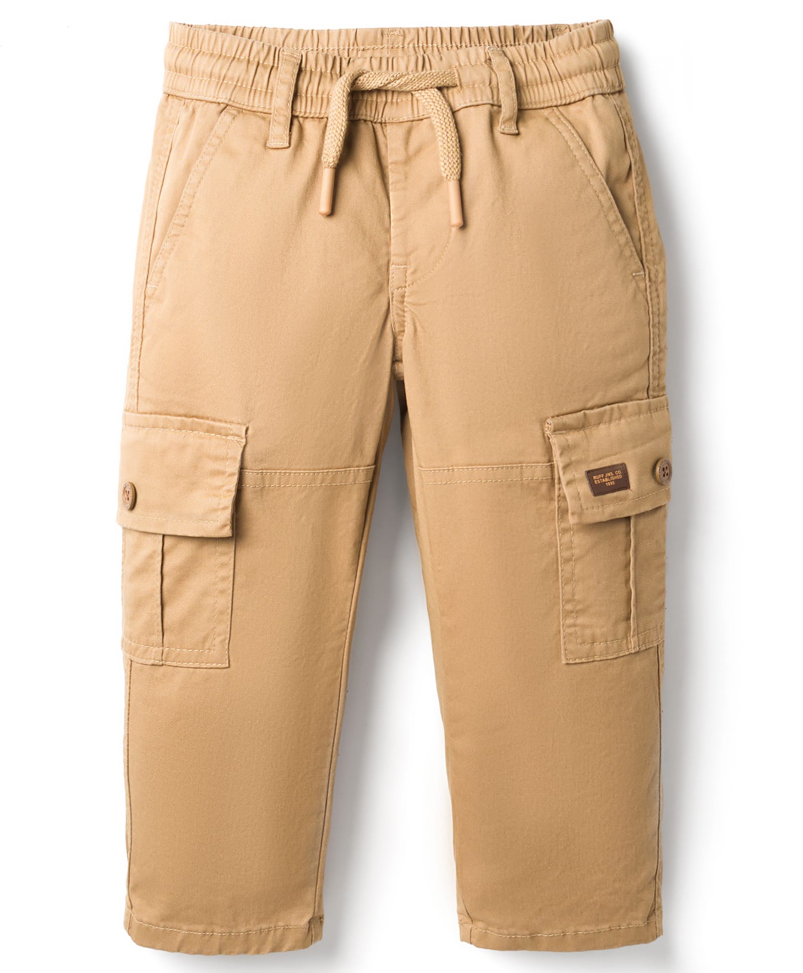 RUFF Cotton Woven Full Length Trouser Pant With Cargo Pockets & Text Badge - Khaki-picture-31